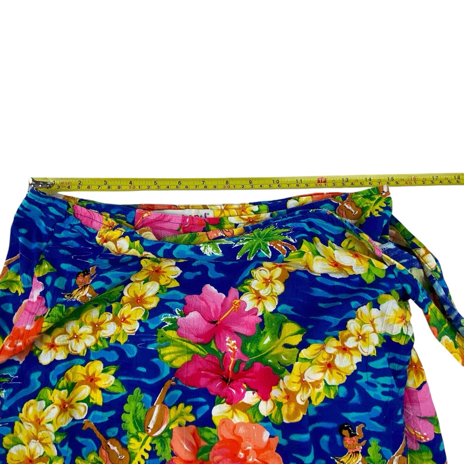 Vintage JAMS WORLD Tropical Hawaiian Hula Dancer Rayon Wrap Skirt Large USA