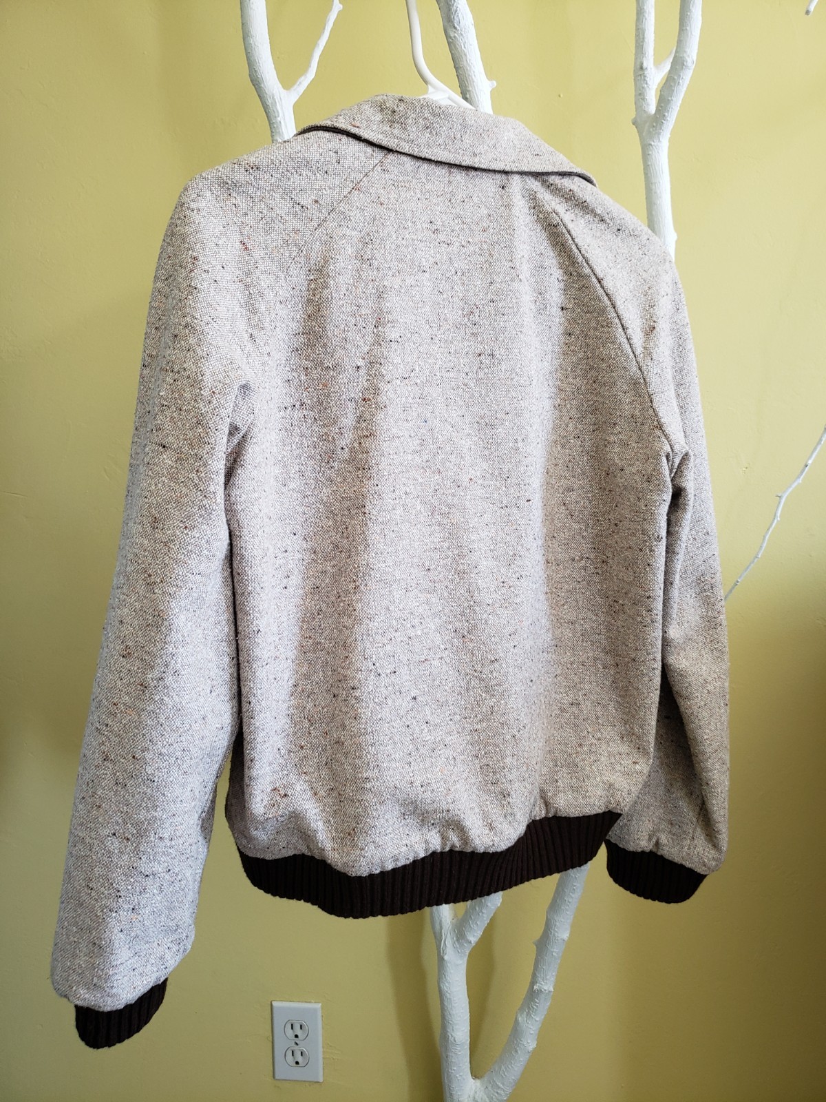 Vintage Tweed Wool Bomber Jacket Happy Legs Cropped Medium Reversable Union Made