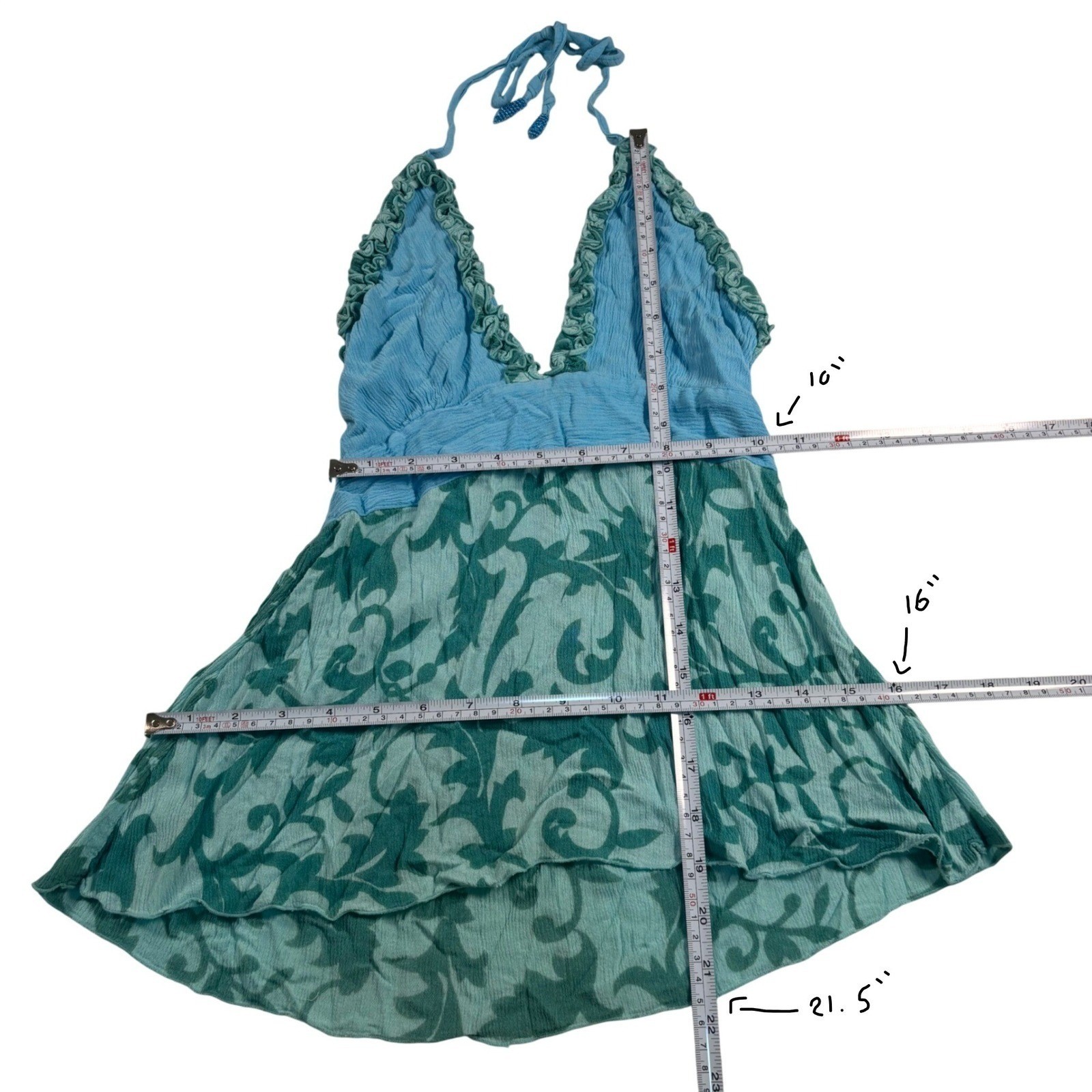 vintage lotus aqua blue ruffle babydoll cami Y2K summer festival beach mermaid