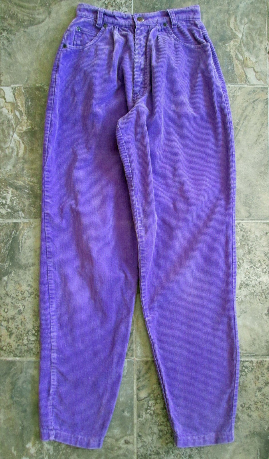 Vintage Jackjeans Corduroy Pants 9 24×32 Mom Pleated High Waist Tapered Purple