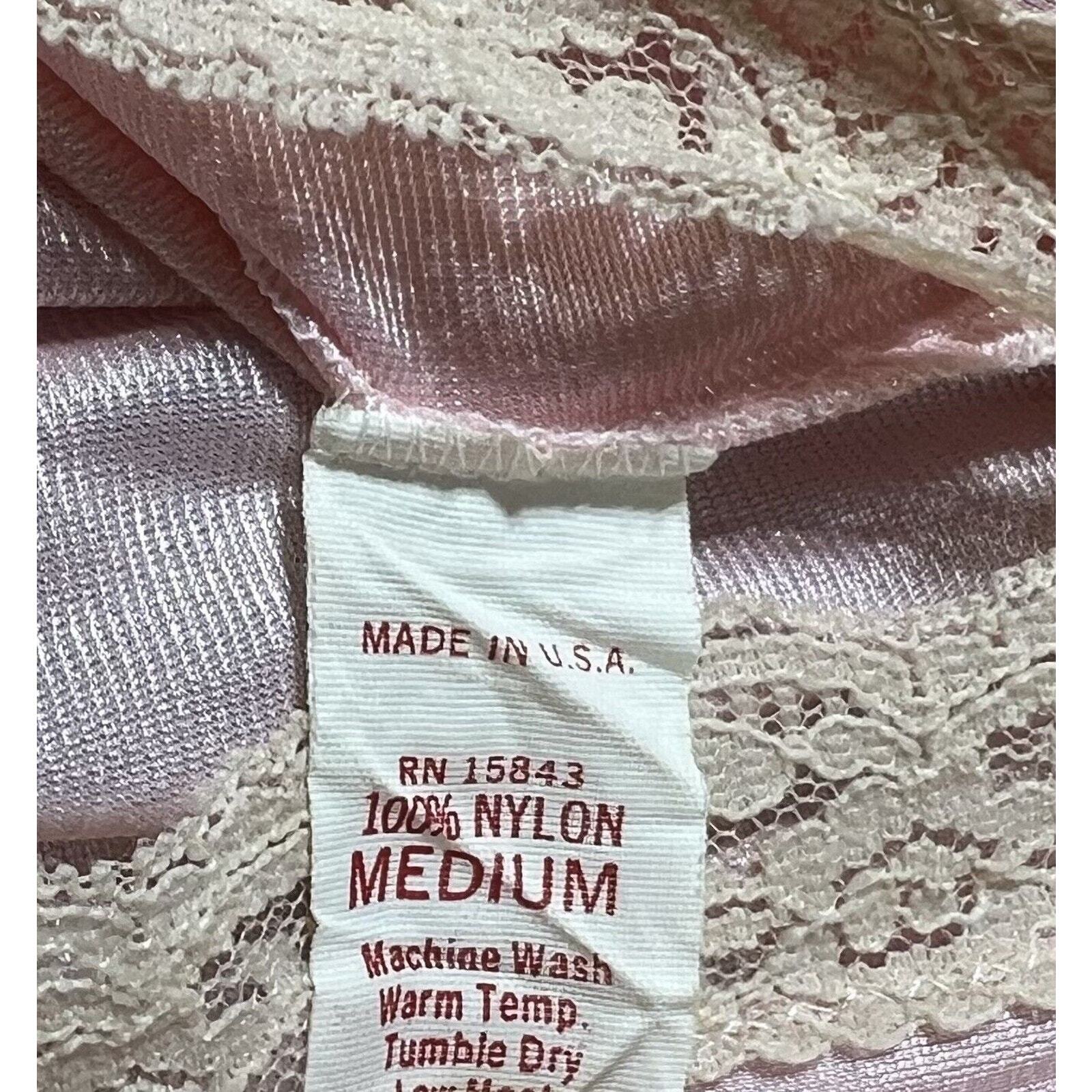 Vintage Milco Robe Womens Size M Pink Nylon Lace Trim Pocket USA Made 1/2 Sleeve