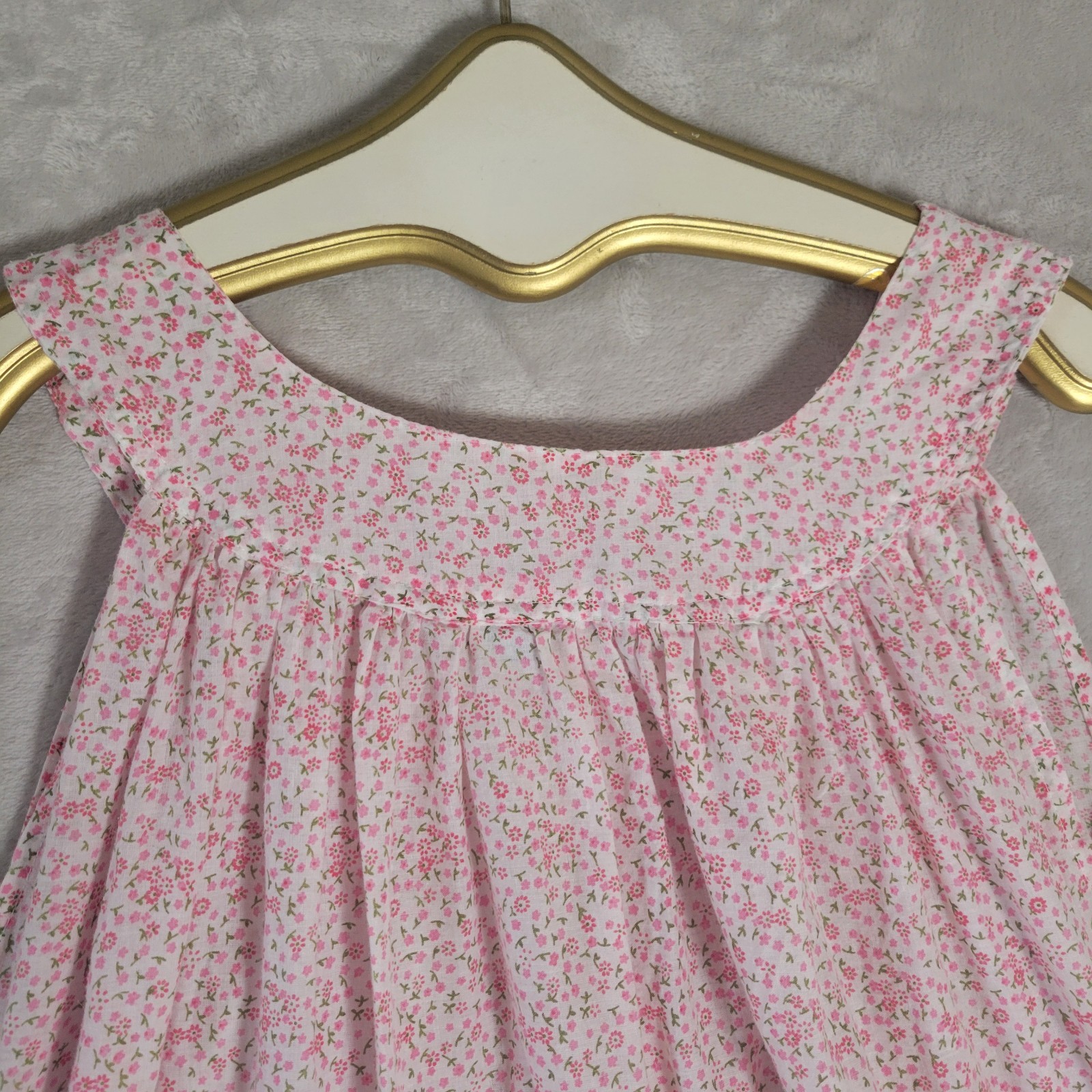 VTG Long Dainty Pink Floral Sleeveless Nightgown Summer OS Cottagecore Prarie