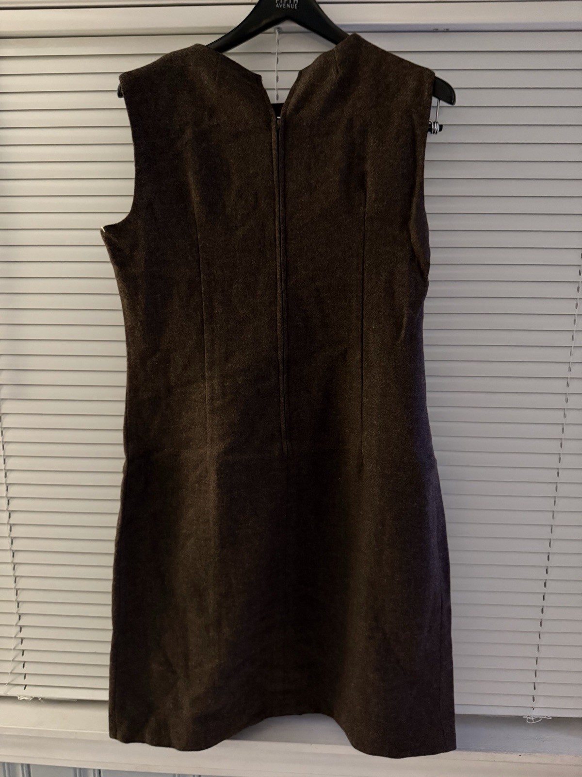 Vintage NOS 1960s Chocolate Brown Wool Dress Size 18