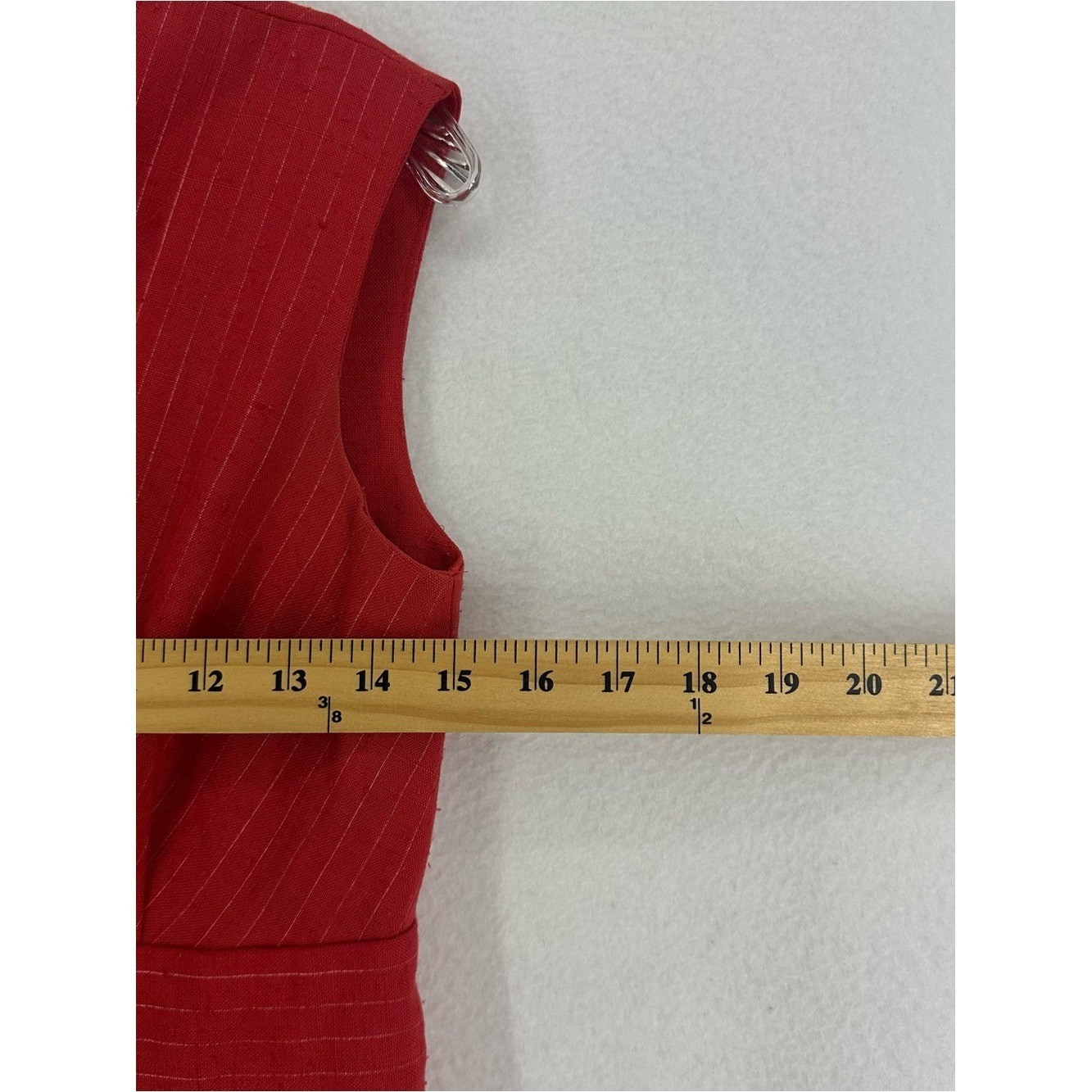 Vintage DW3 Red Pinstripe Wrap Sheath Midi Dress Women’s Size Small