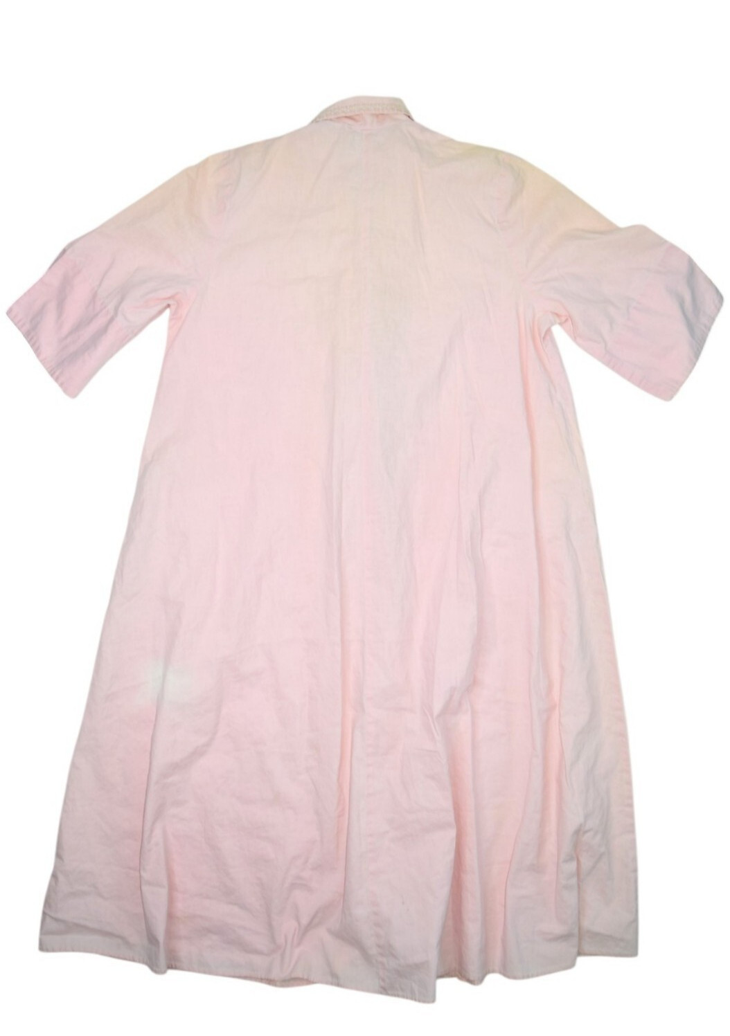 Vintage 50s Dress Womens L Pink House Day Short Sleeve Shirt Gown Jewel Buttons