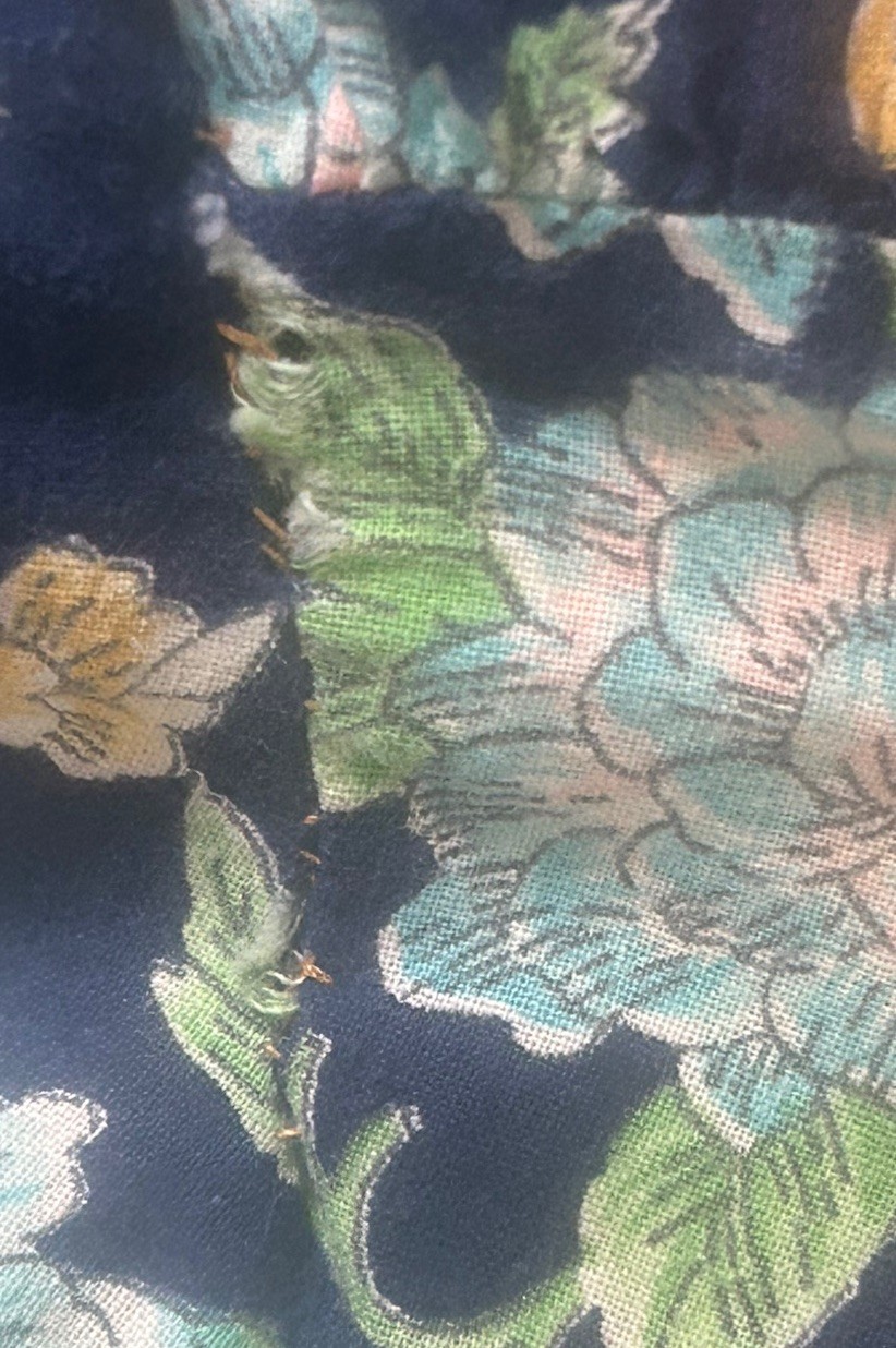 Vintage 1960s Tunic Top Floral Smock Shirt Babydoll Kimono Sleeve Flare 32”