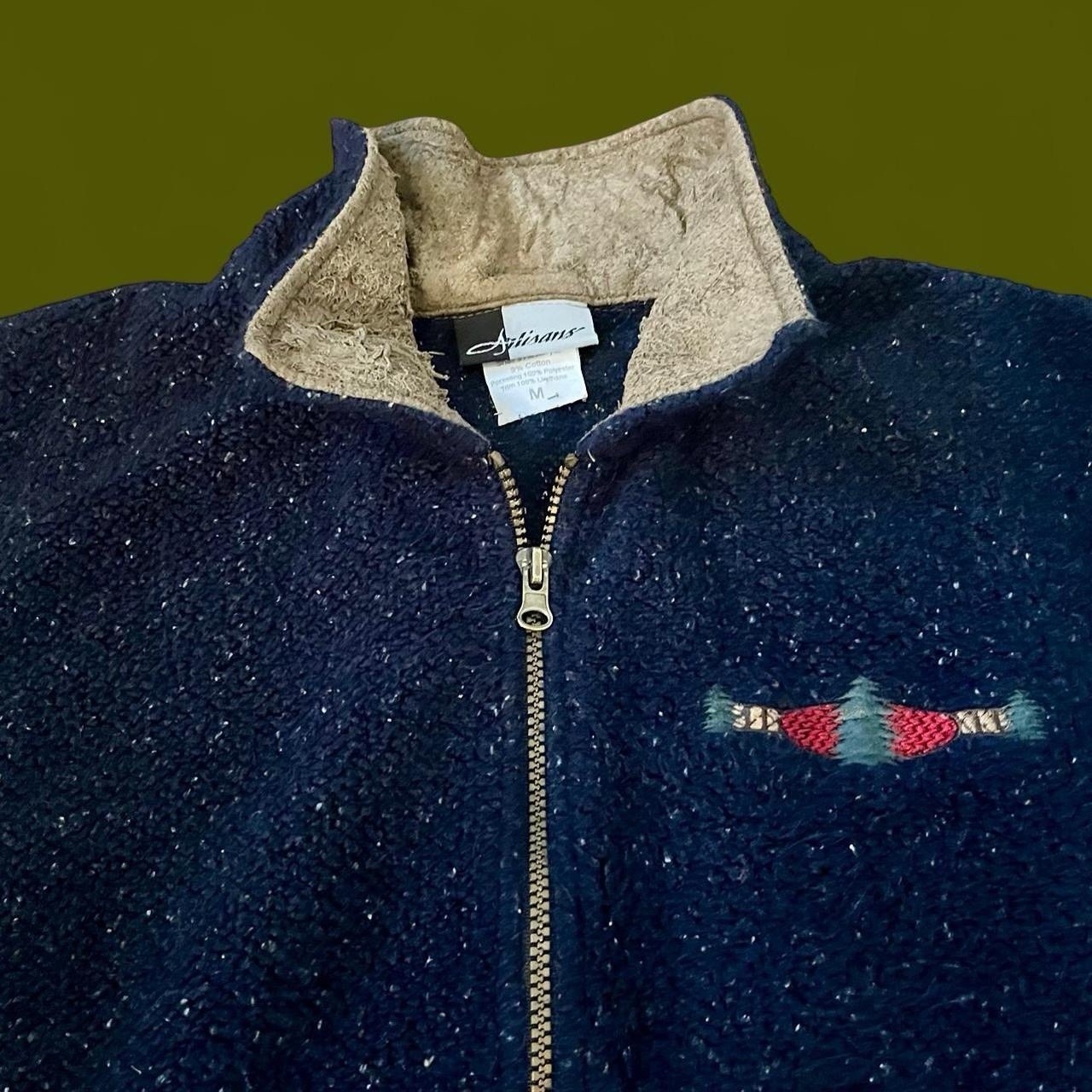 Vintage Artisans Sunschein Designs Speckled tree Full Zip cardigan Jacket Medium