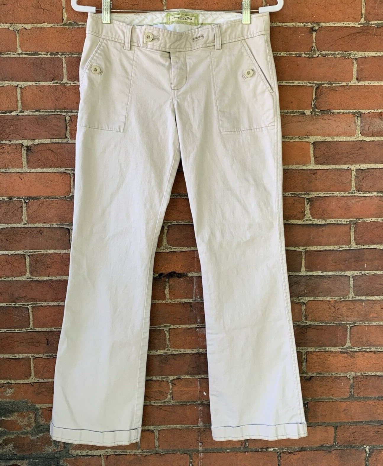 Vtg 90s/Y2K Abercrombie Khaki Chino Size 4 Low Rise Preppy Distressed Cuffed