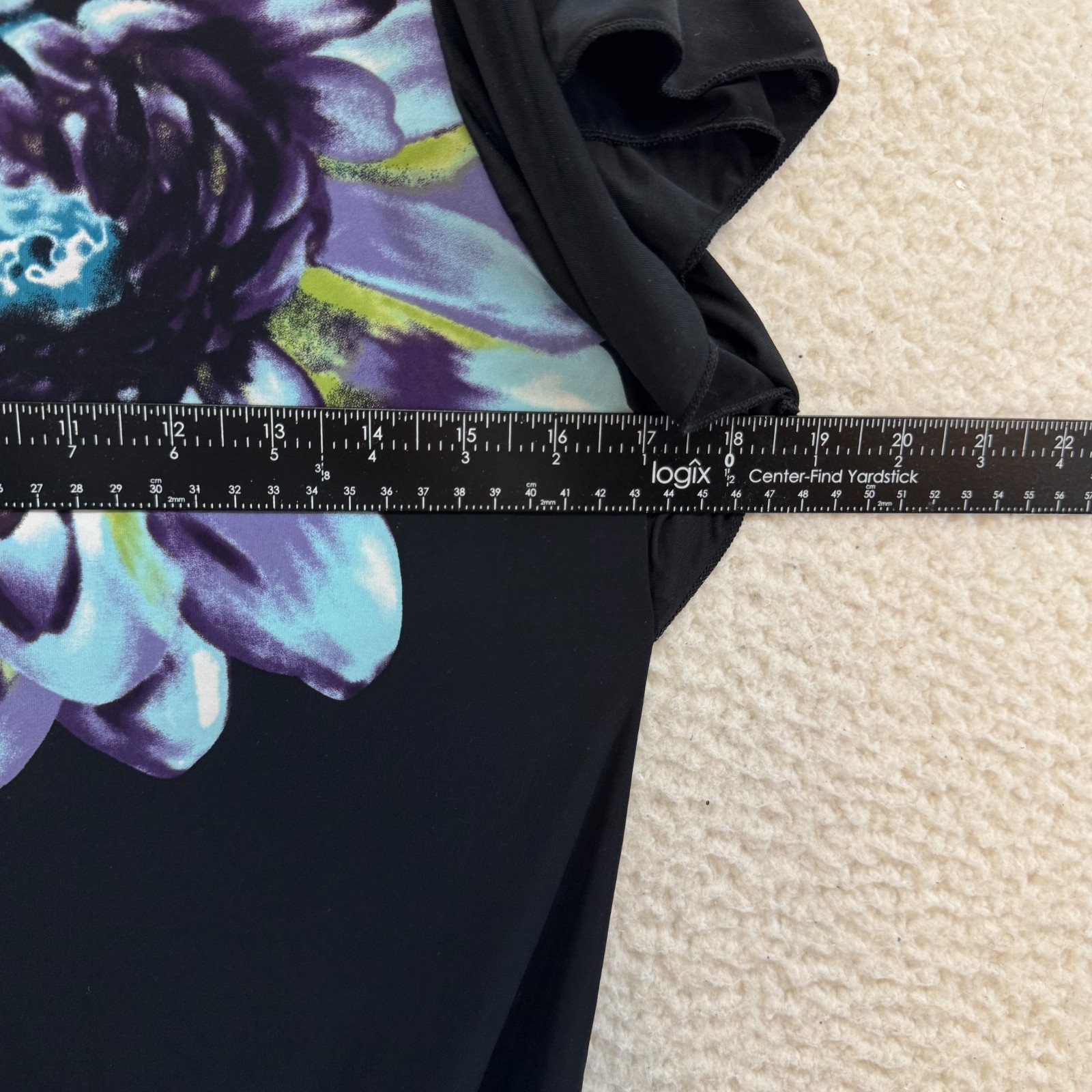 Y2K Vintage One Shoulder Top Medium Black Slinky Stretch Floral McBling Bimbo