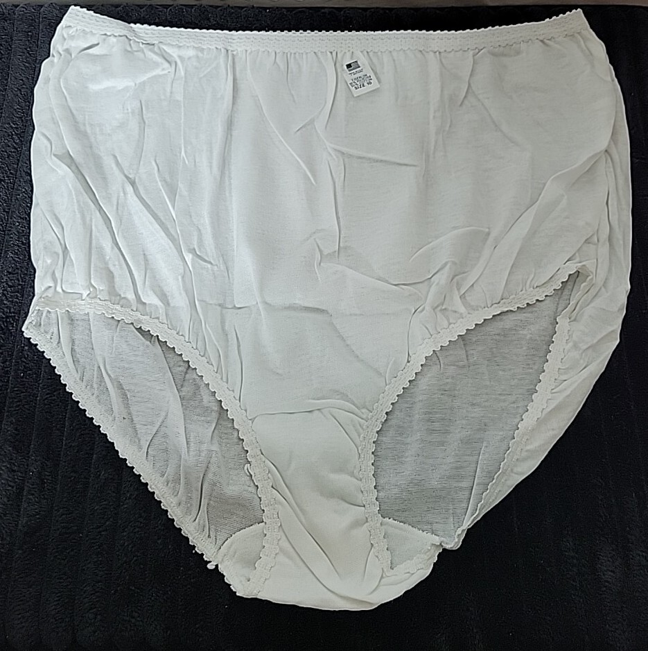 1 Pair Vtg Eiderlon Plus Walmart Womens Briefs Sz 10 45-48 Granny Panties White