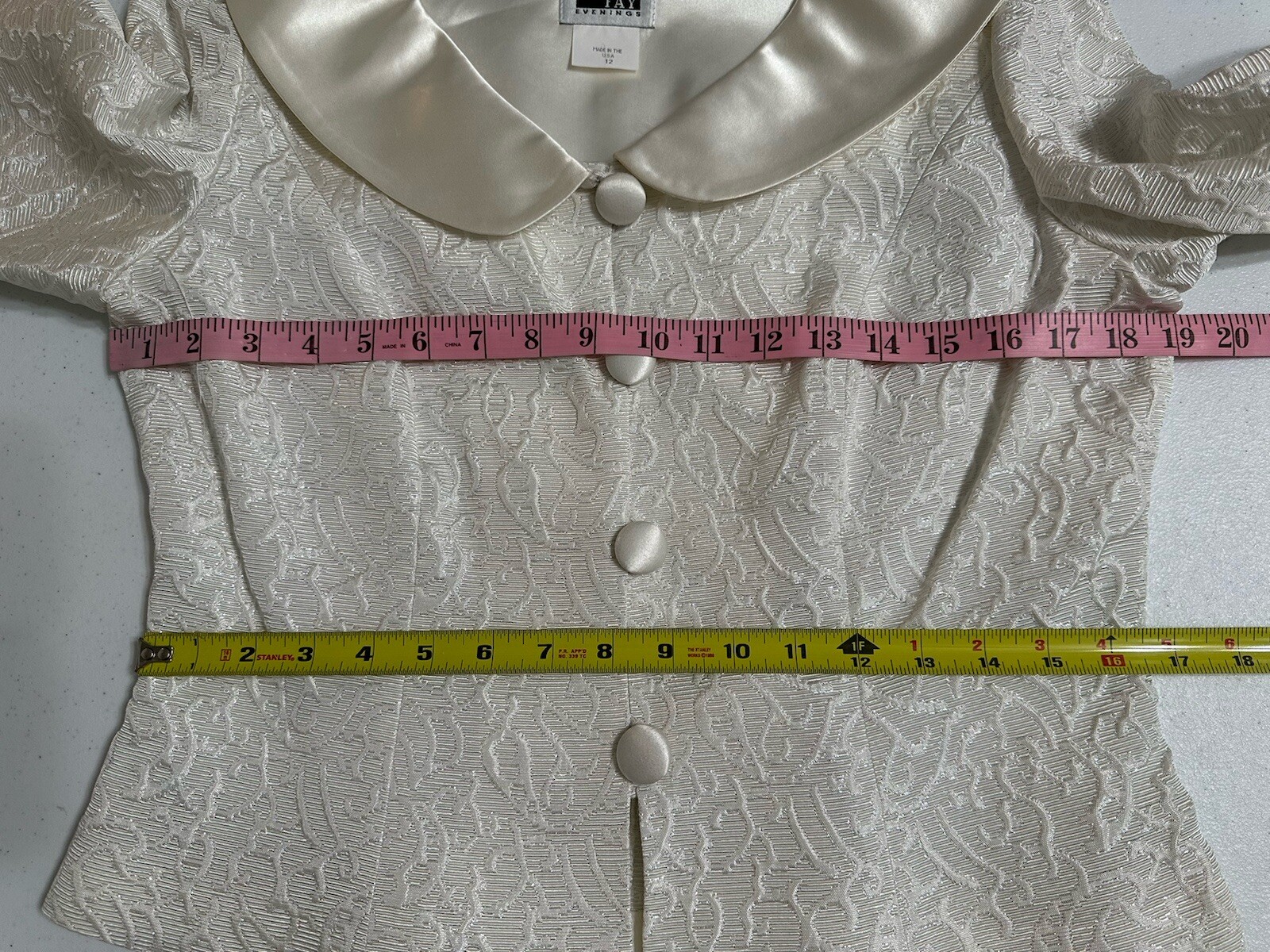 Leslie Fay Evenings Metallic Jacket and Maxi Skirt Set Ivory White Vintage 12