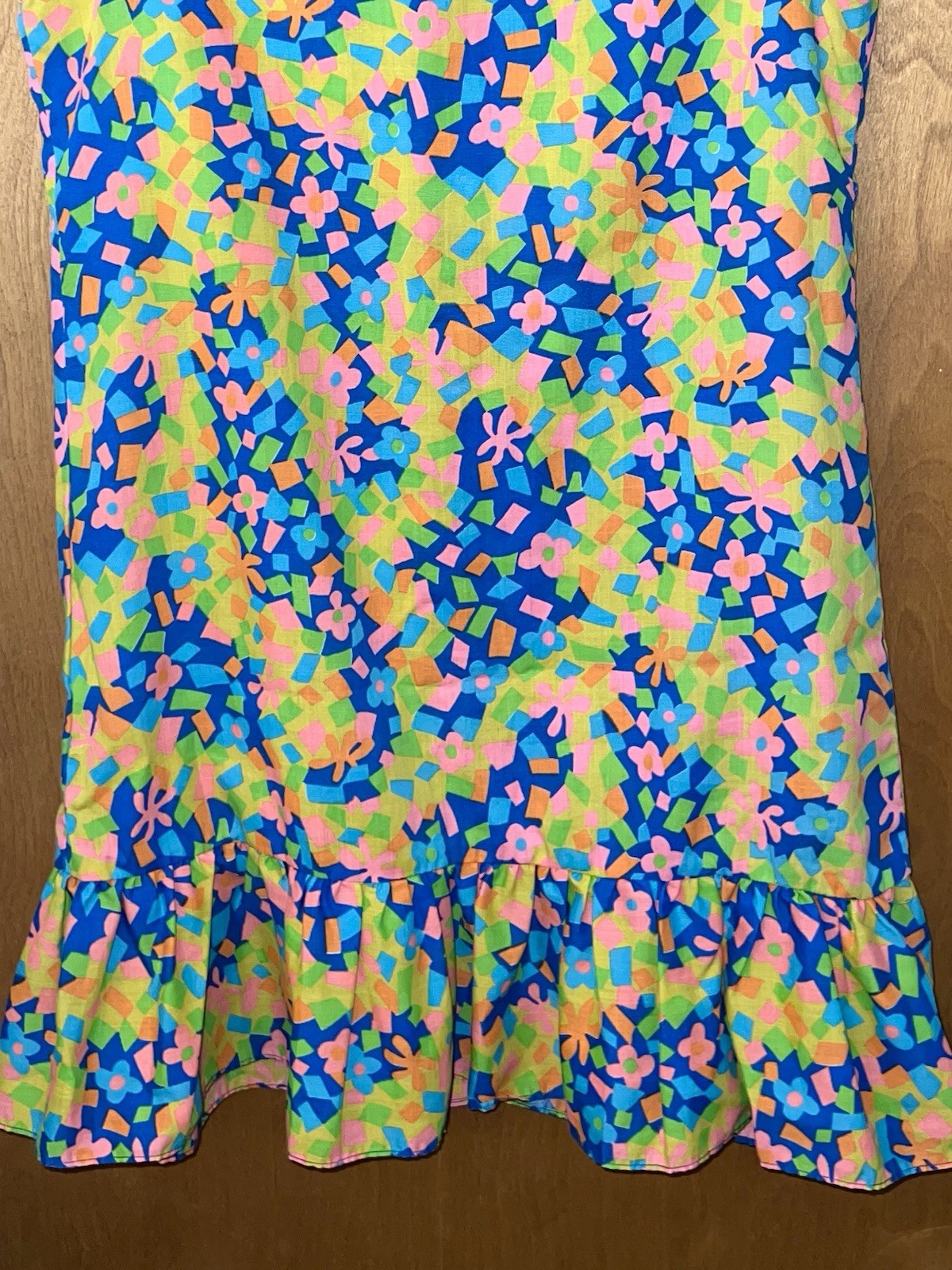 fritzi of california Vintage 70’s sleeveless button up ruffle mini shift dress