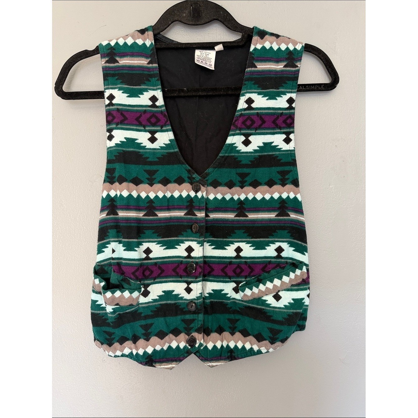 Vintage Women’s 90s Southwestern Indie Cowgirl Festival Geometric Print Vest Med