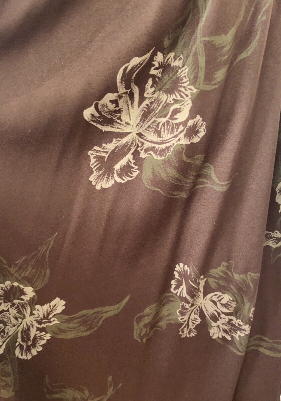 Vtg 1970s Bohemian Flutter Sleeve James Daugherty WRAP MAXI-DRESS w/IRIS Flowers