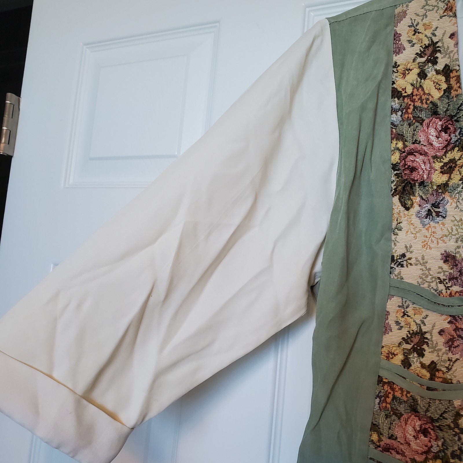 VINTAGE 80s JUST IN THYME 14 Cottagecore Mint Green White Maxi Dress Quited Vest