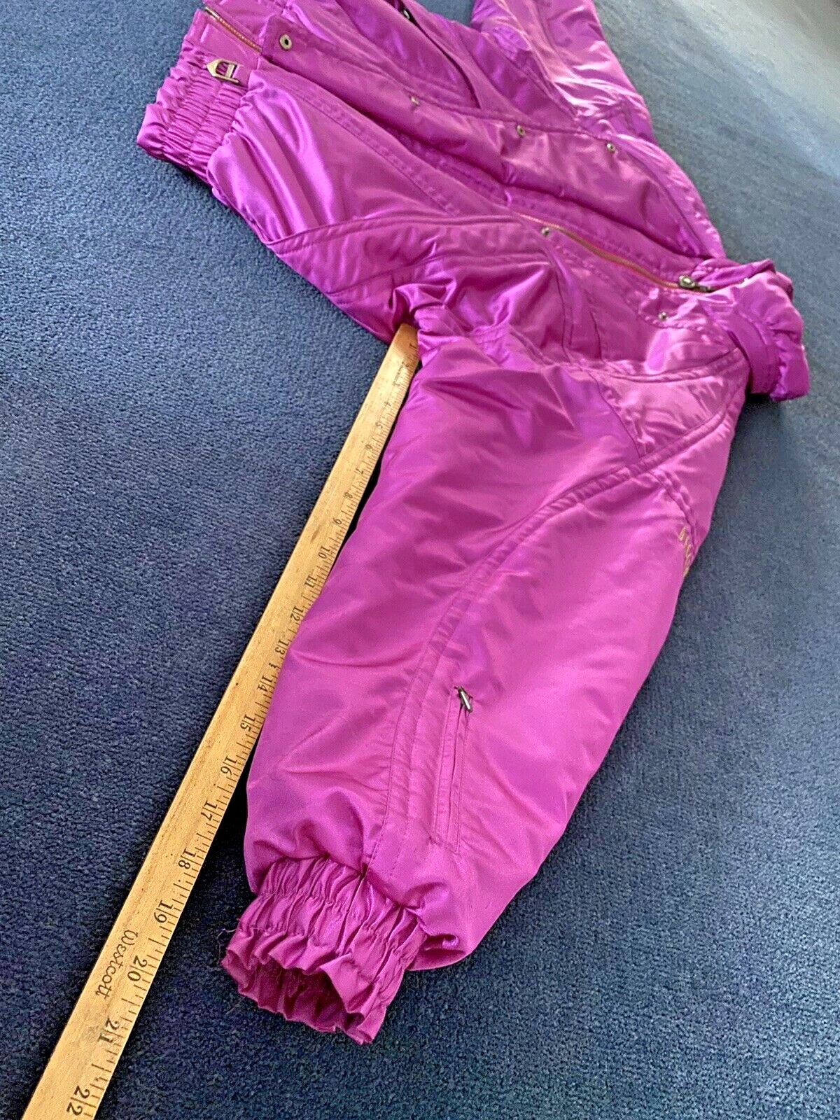 Vintage 80s 90s Descente Neon Purple Ski Snow Puffer Jacket Retro Shiny Bunny
