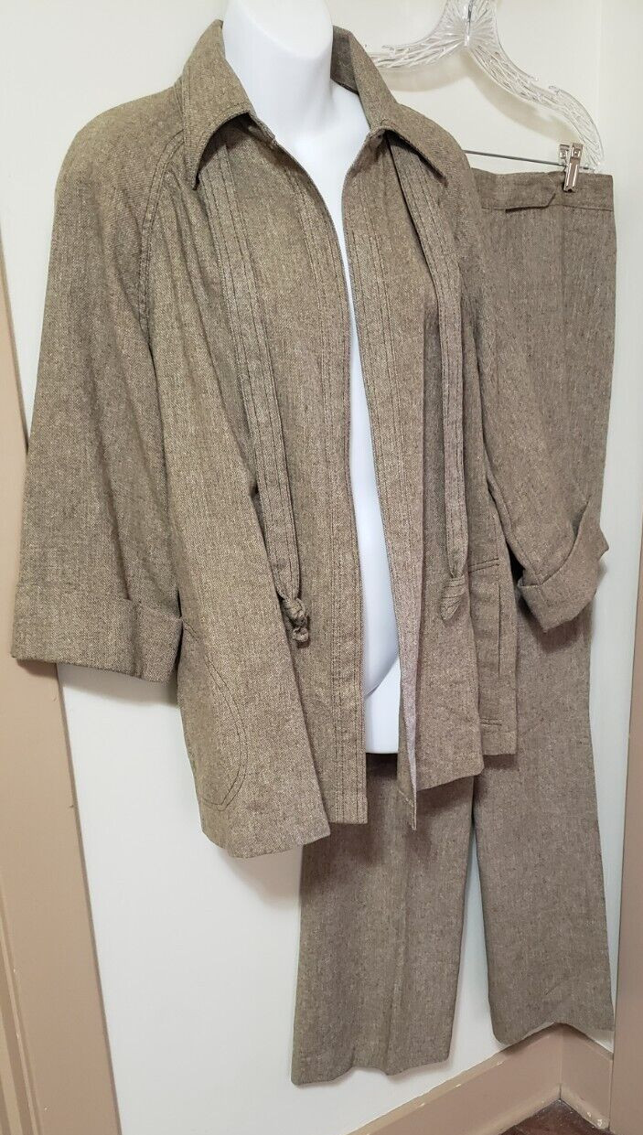 Vintage Womens 70s Mod Wool & Polyester Wideleg Pants set.size 14