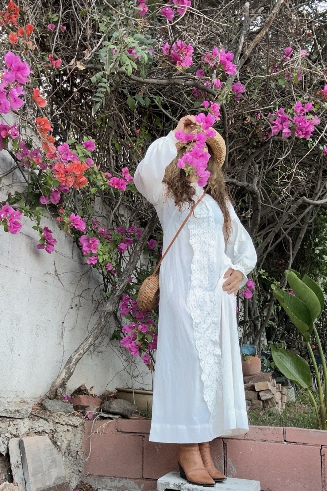 Vtg 70s Off White Cottagecore Dress Victorian Prairie Viole Boho Maxi Gown L/S
