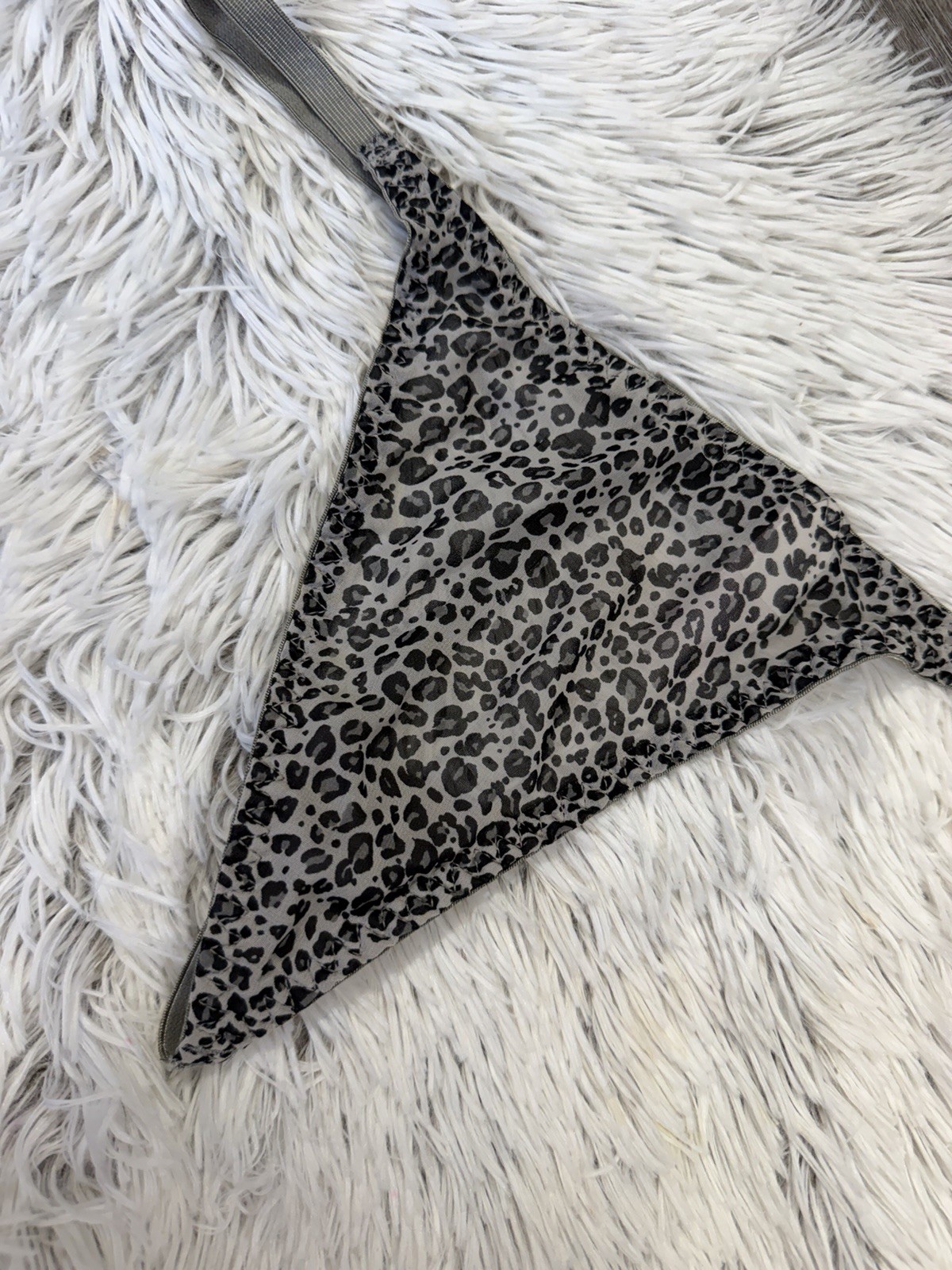 Vintage Inner Secrets M Panties Lingerie Gray Black Animal Print String Thong