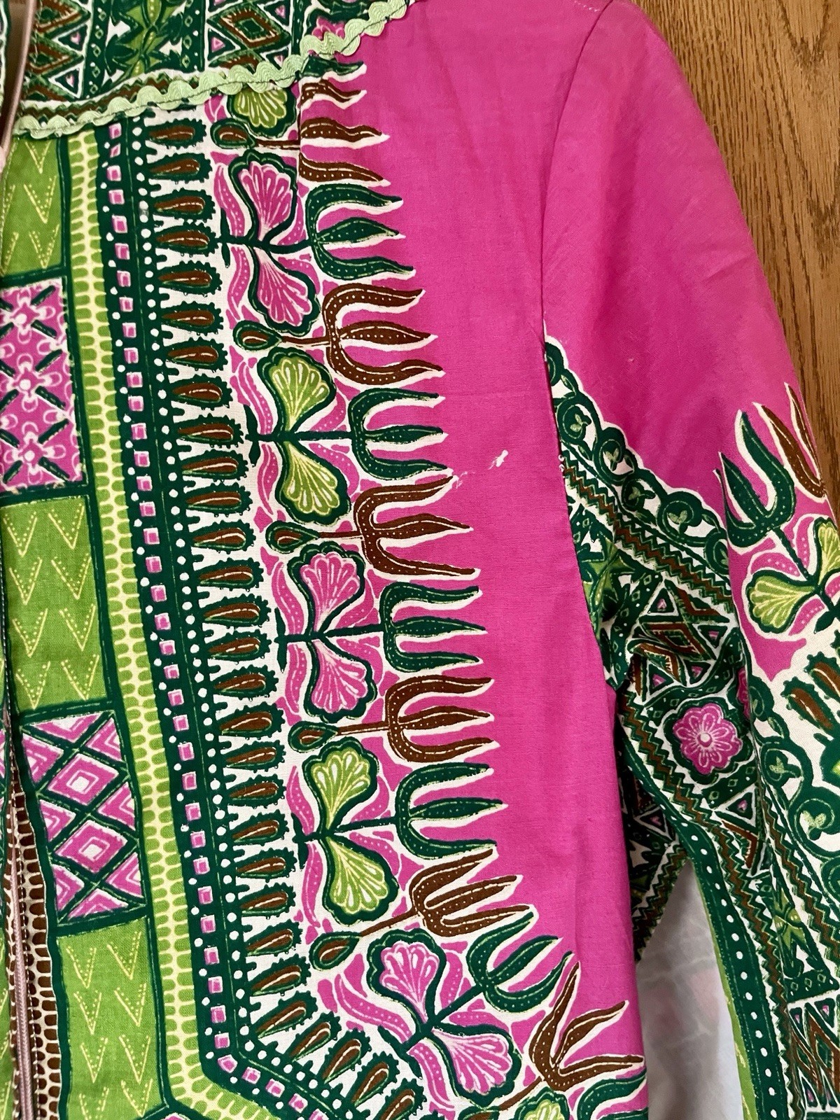 1960s Kenyan Psychedelic Maxi Dress – Size 10 – Shangri‑La Boutique