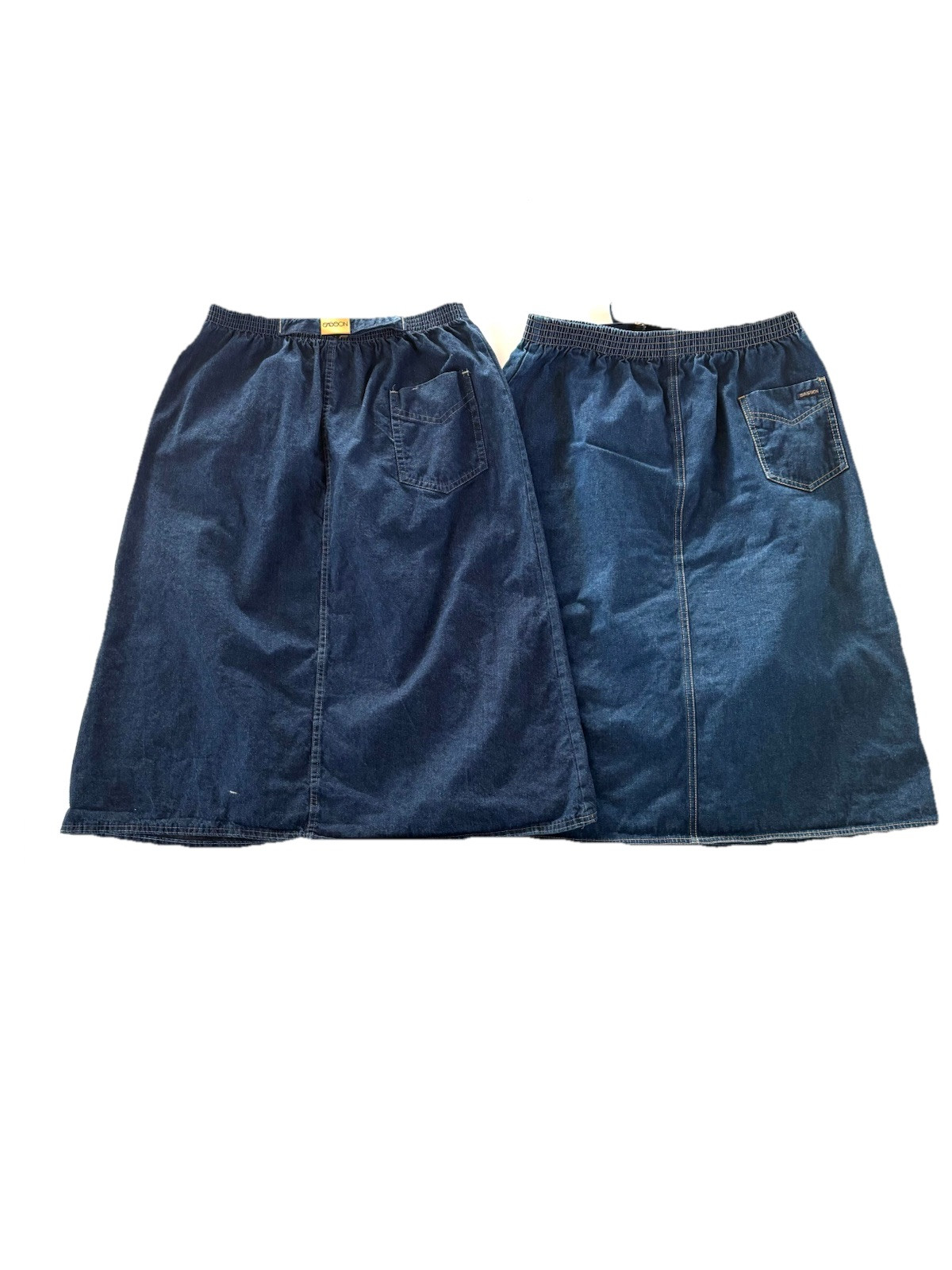 Two Vintage 1980s Denim A-line Sassoon Skirts 28-34” Stretch Waist