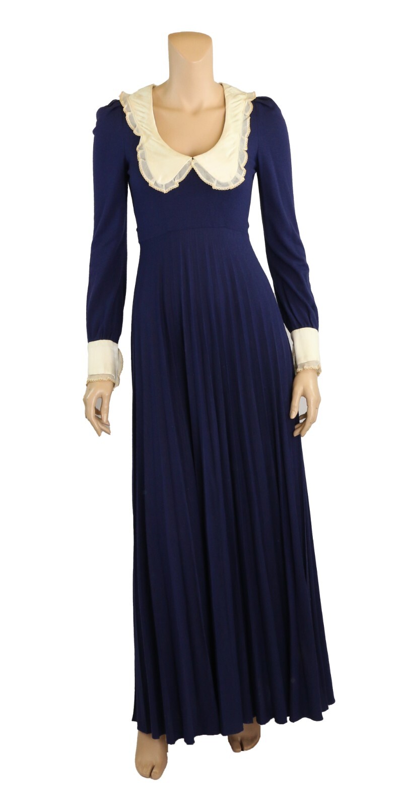 Juniors by Roberta Vintage 1960s 70s Blue Collared Graduation Dress size 11