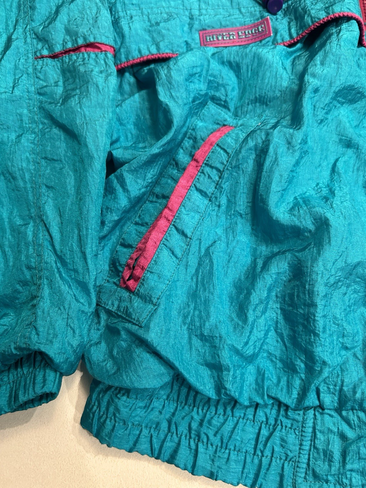 Vintage 80s R.E. Sport Rivers Edge Warm Up Track Suit Fits L Shoulder Pads