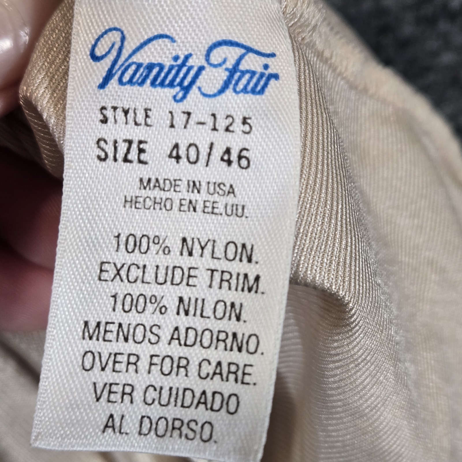 Vtg Y2k Vanity Fair Sexy Beige Satin Floral Lace Camisole Top Sz 40 Romantic