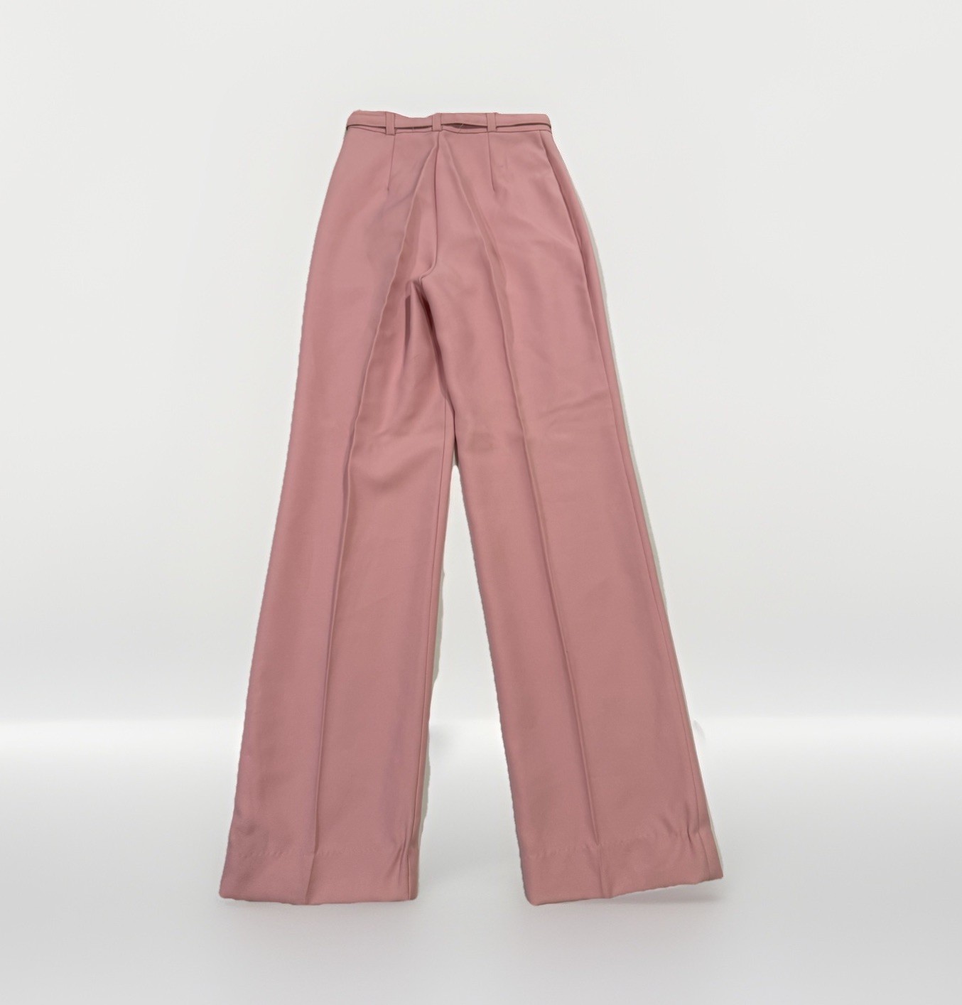 Vintage 1970s High Waisted Light Pink Straight Leg Trousers W Belt XS Sweetbriar