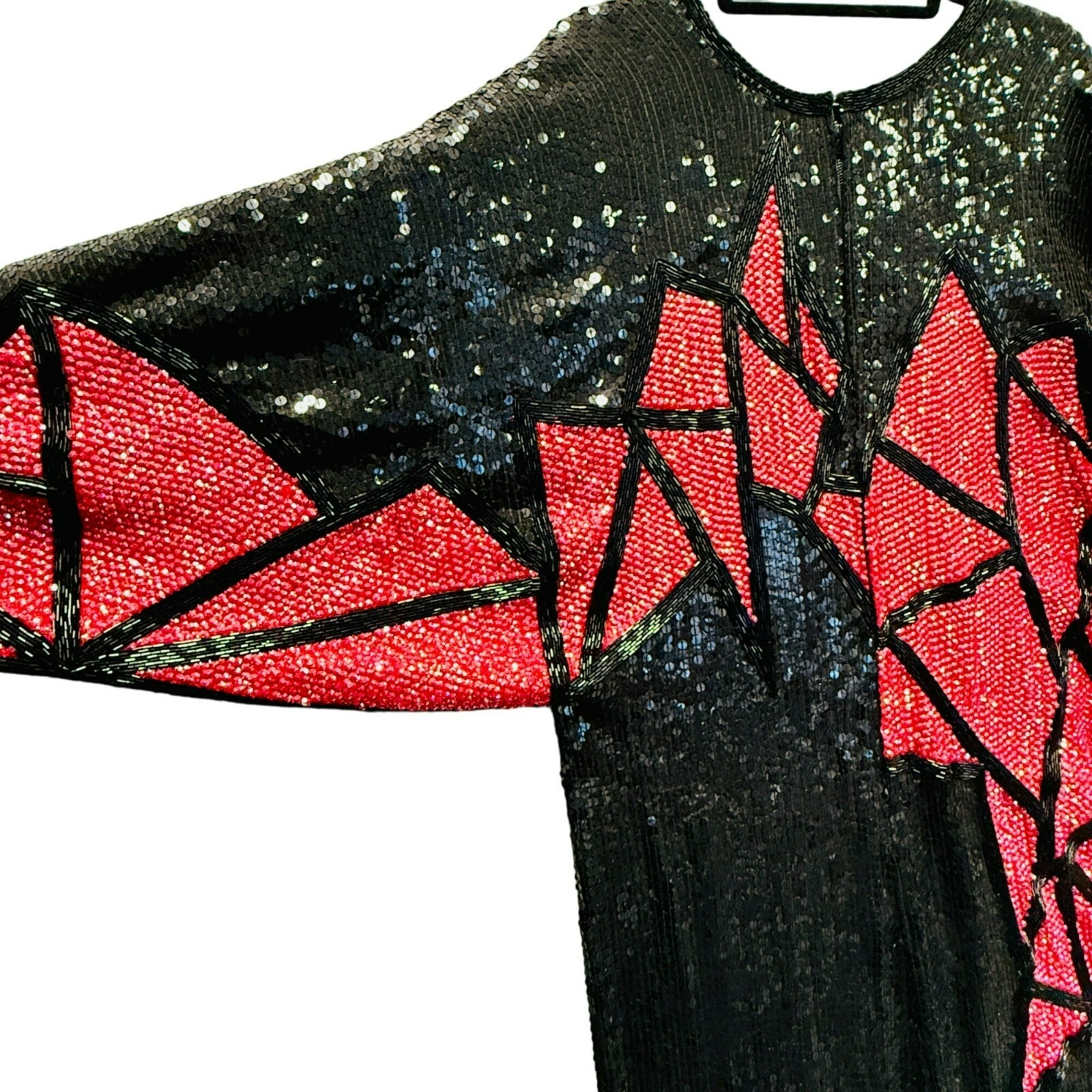 Vtg Riazee 1920 Style Runway Couture Silk Dramatic Fully Beaded Sequin Silk Gown
