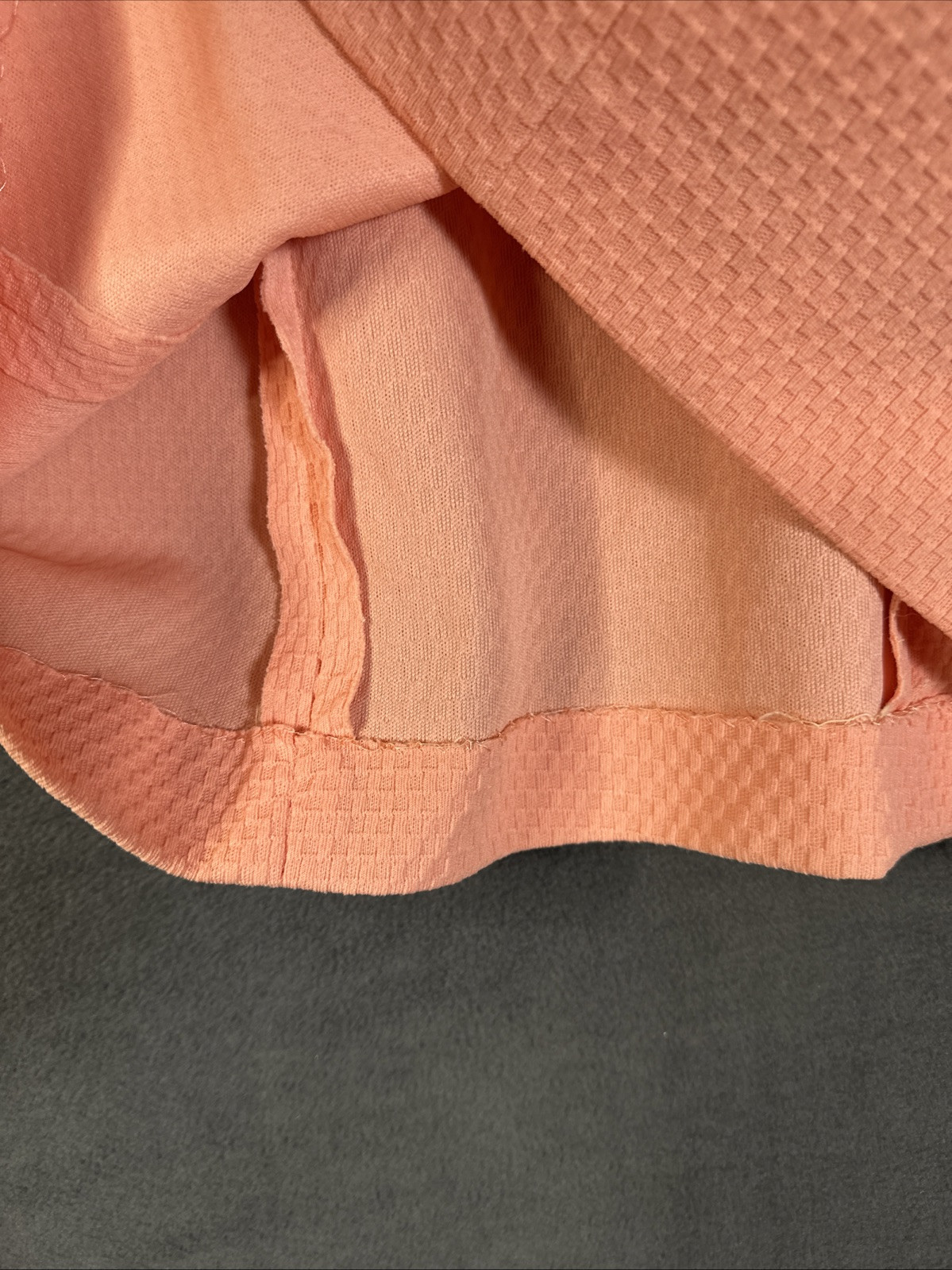 Vintage Corliss lace-up shirt back zip collared Coral Orange double knit