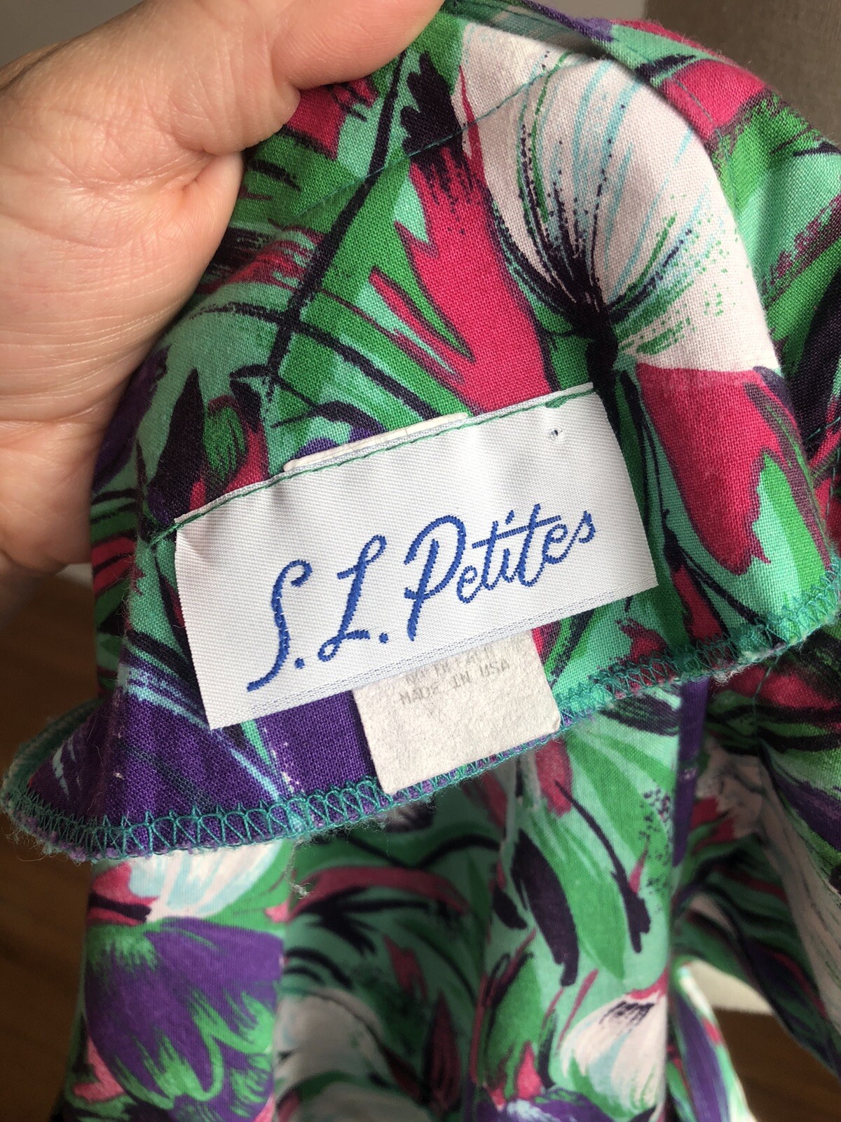 STUNNING VTG S.L. PETITES Floral 100% Cotton Belted Dress SZ XS/S