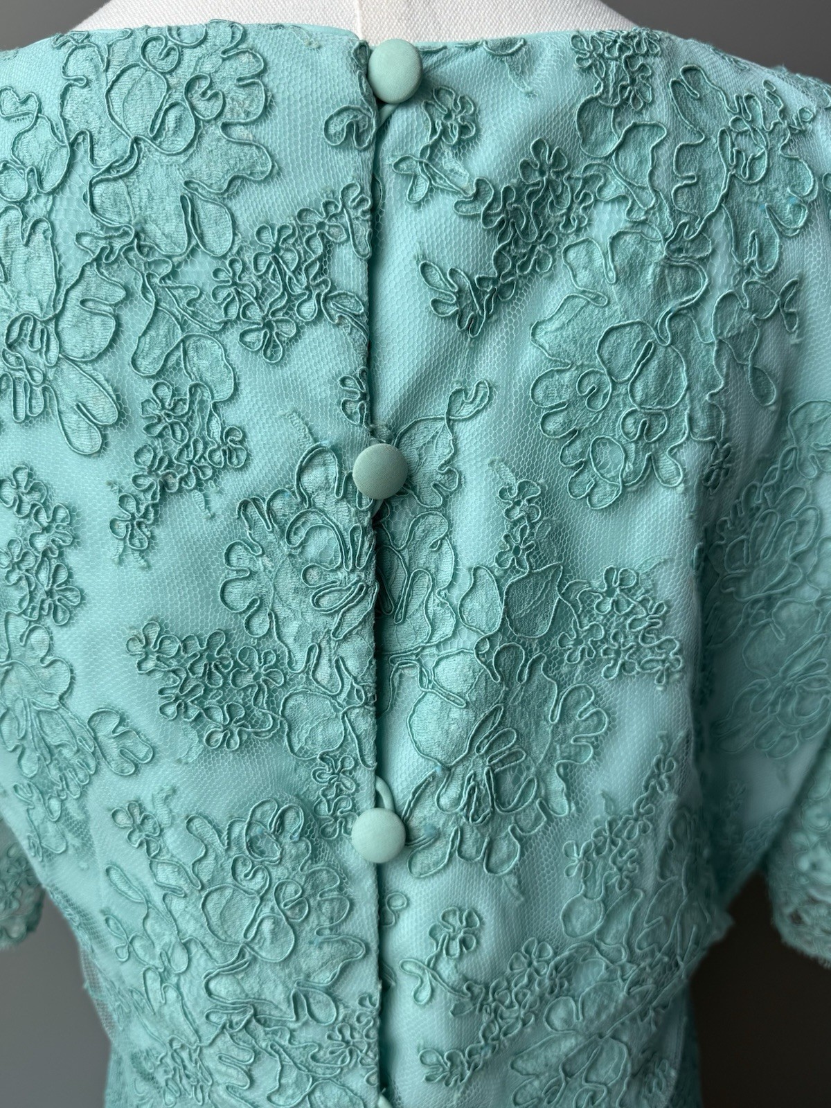Lace Chiffon Outfit Set 2 Pc Green Skirt Top Formal Womens 12 Vintage Gene Roye