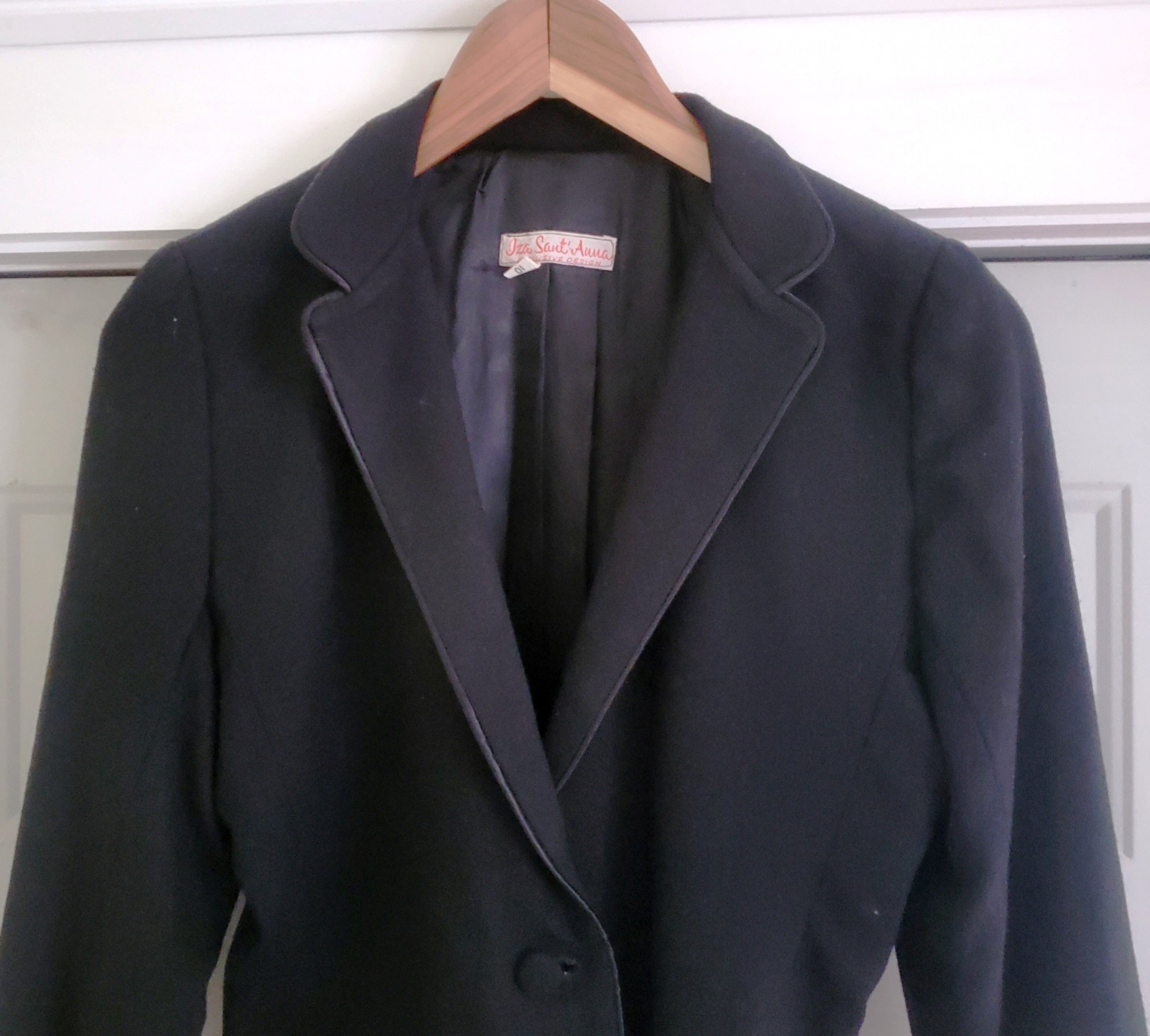 Vintage Iza Sant’ Anna Black Wool Crepe Blazer Jacket