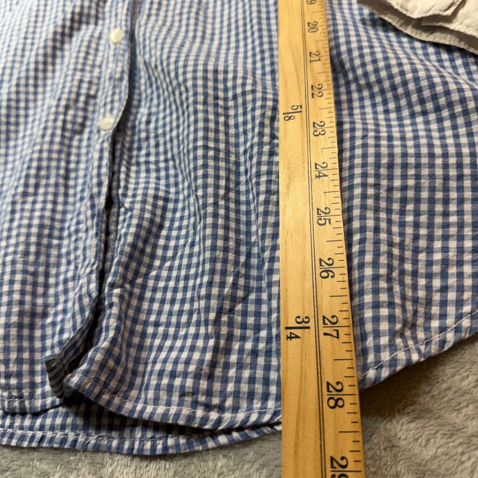 Vintage Western Gingham Embroidered Pearl Button Down Shirt Blue White XL 2XL