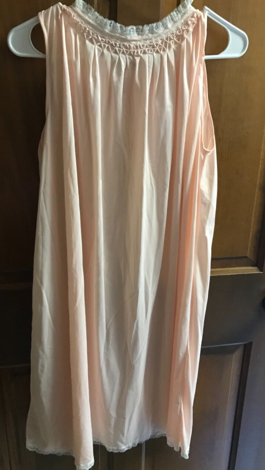 Vintage Night Gown by Night Shift Hand Embroidered Smocking & Lace Size Medium