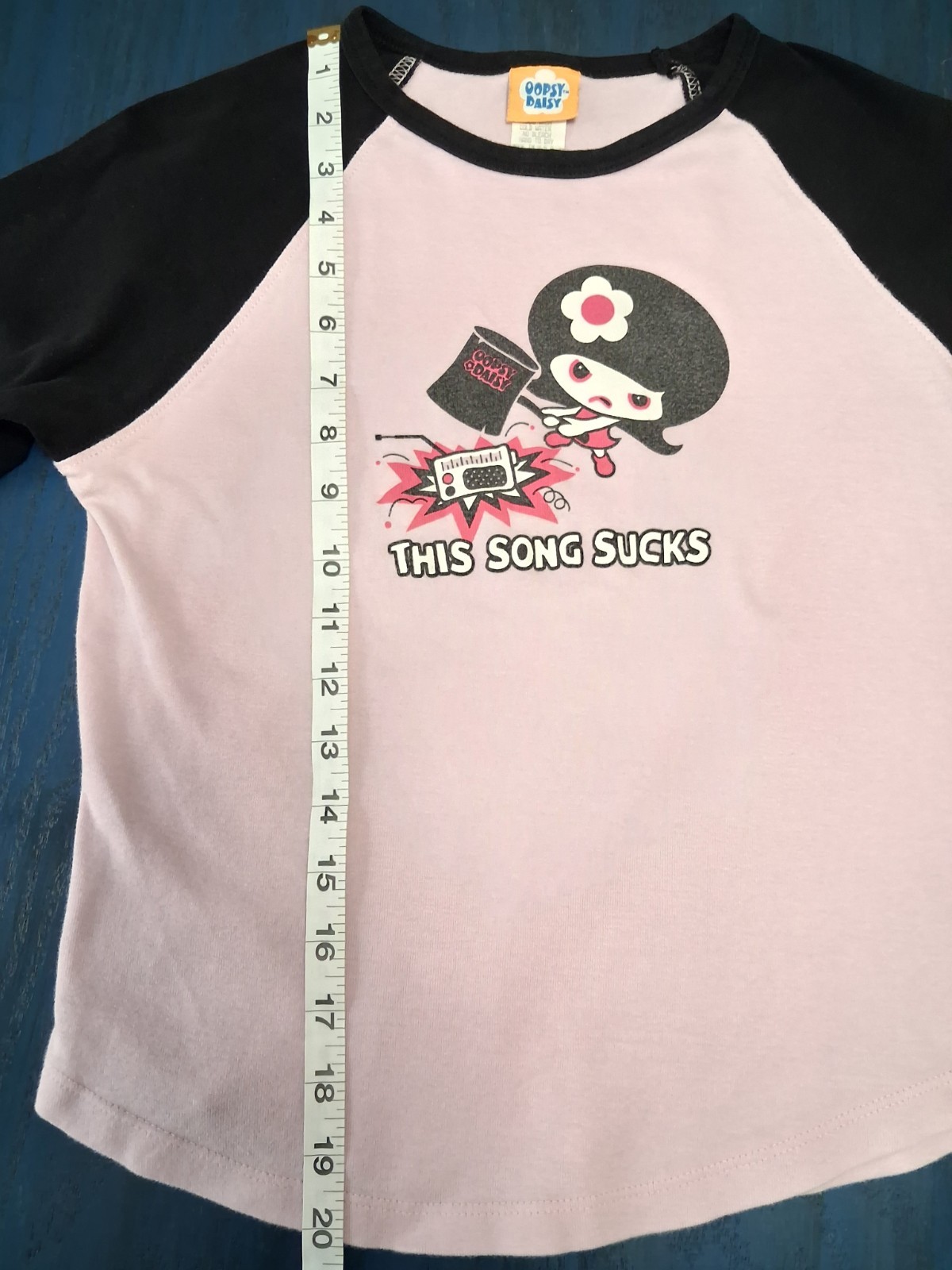 VTG Y2K Oopsy Daisy Cosmic Debris Raglan Pink This Song Sucks Gora X Medium