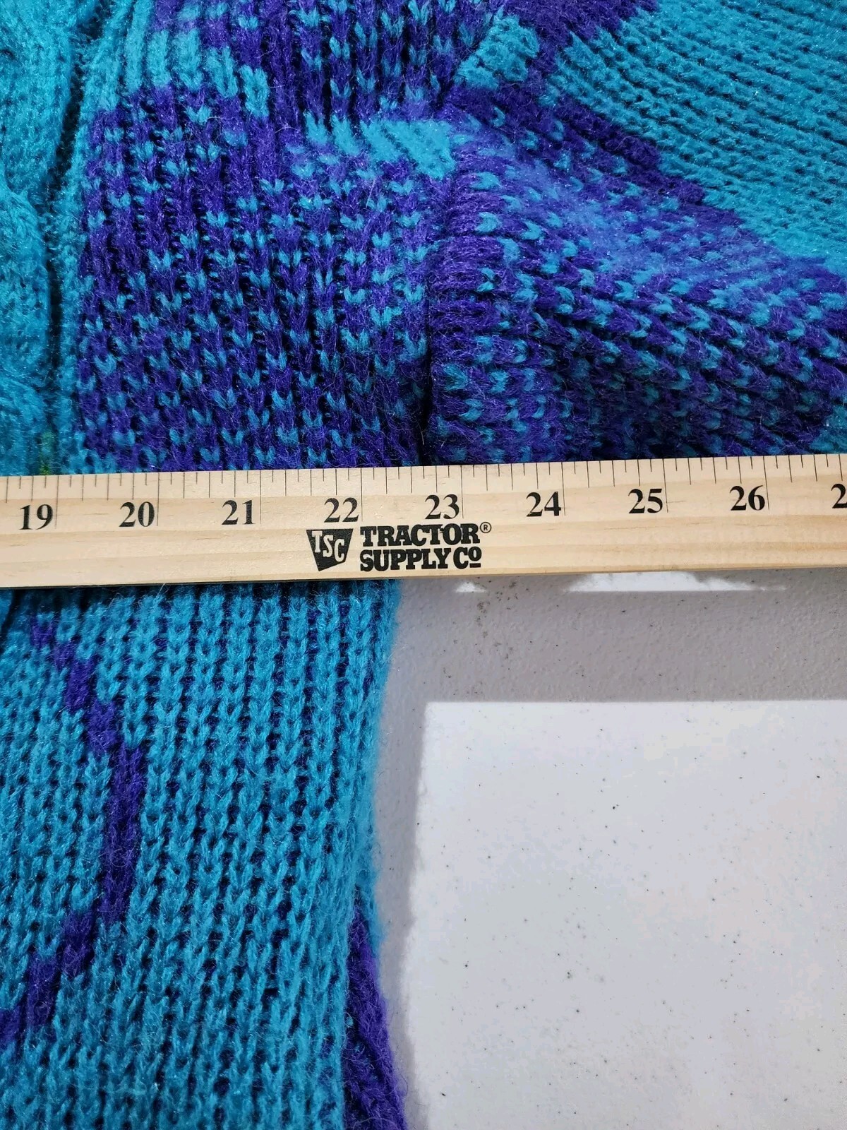 Fleet Street Knit Sweater Jacket Women’s M Teal/Purple Heavy Vintage 80s