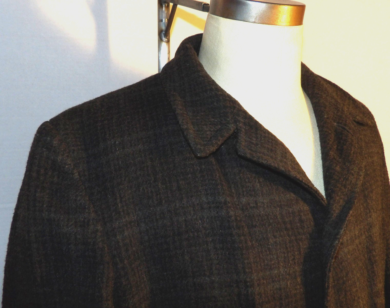 VINTAGE 1950s PENNEY’S PLAID WOOL WINTER COAT! PILE LININING! 4-BUTTON FRONT! 42