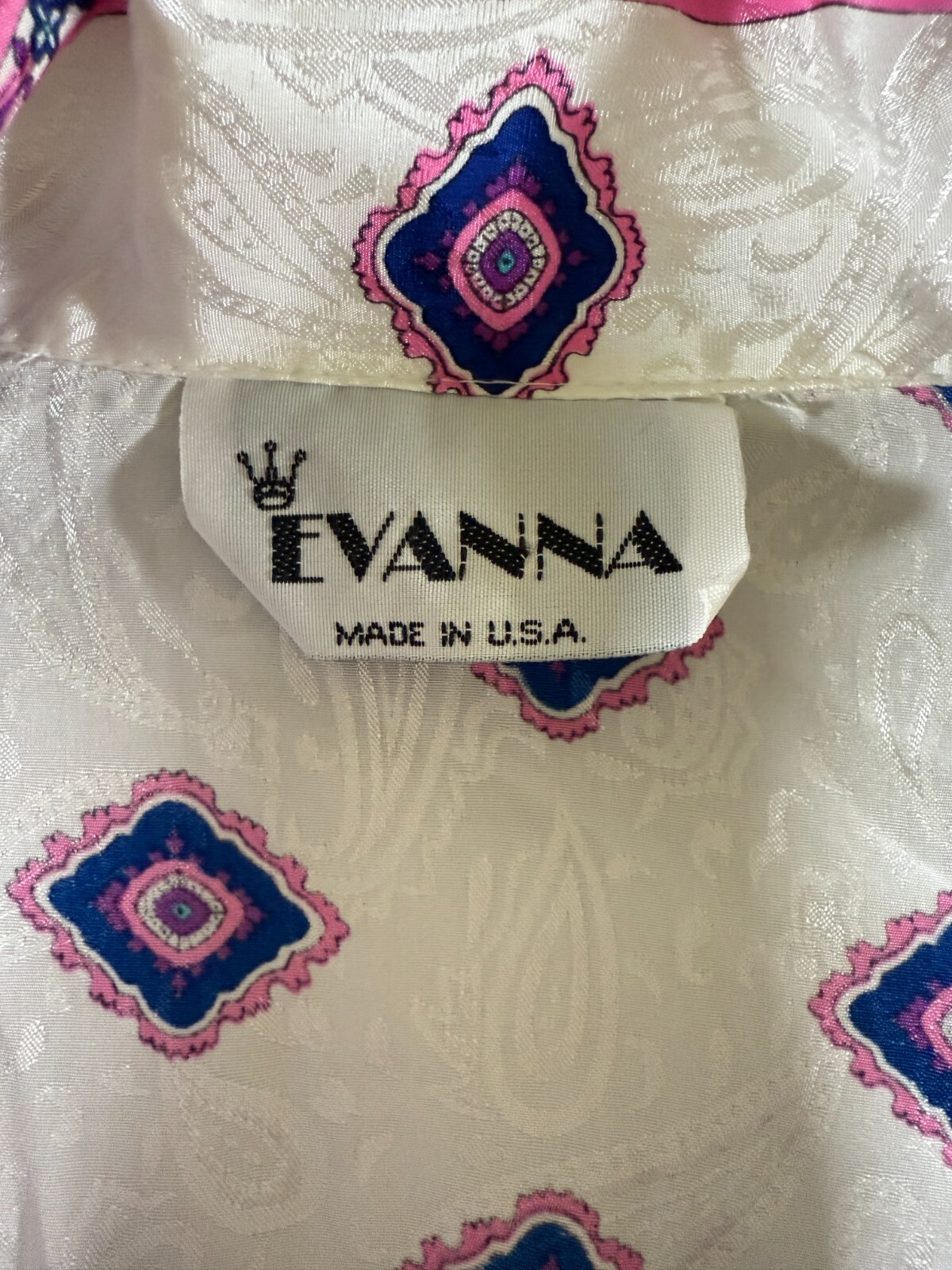 Vintage Evanna Satin Paisley Blouson Blouse Jewel Buttons Size 18 XL