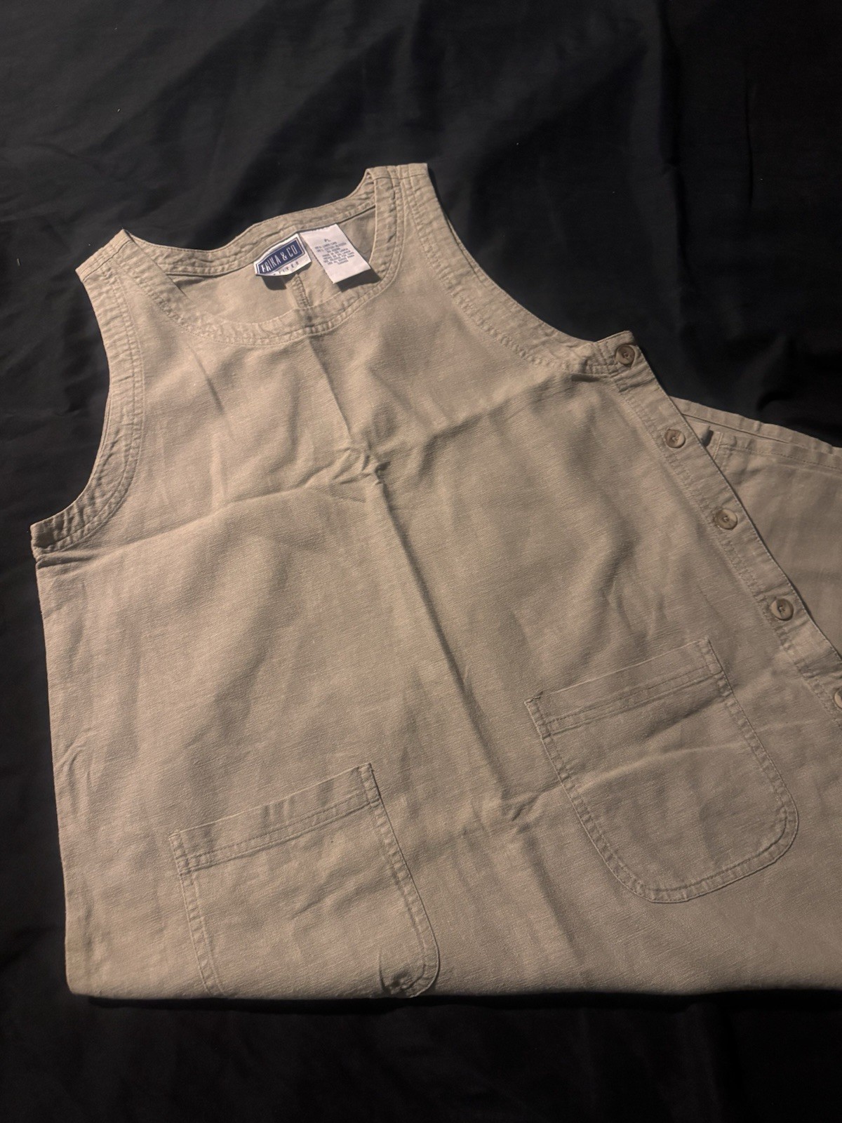 Vtg Erika & Co Linen/Cotten Blend Maxi Dress Petite Large