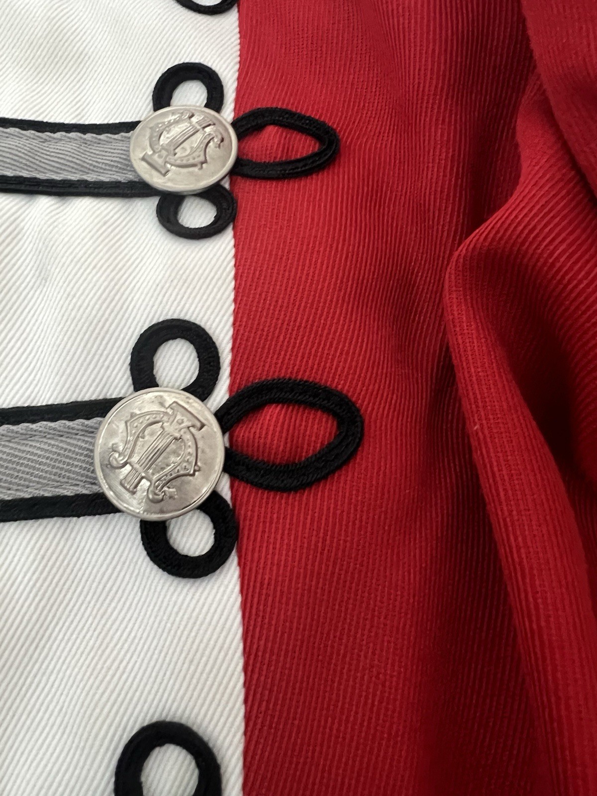 Vintage Stanbury Wool Red And White Military Style Marching Band Jacket 38