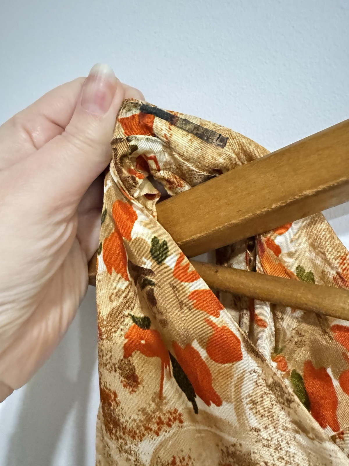 Vintage MCM 50s/60s Handmade Dress Tea Length Earth Tones Floral Fit & Flare XXS