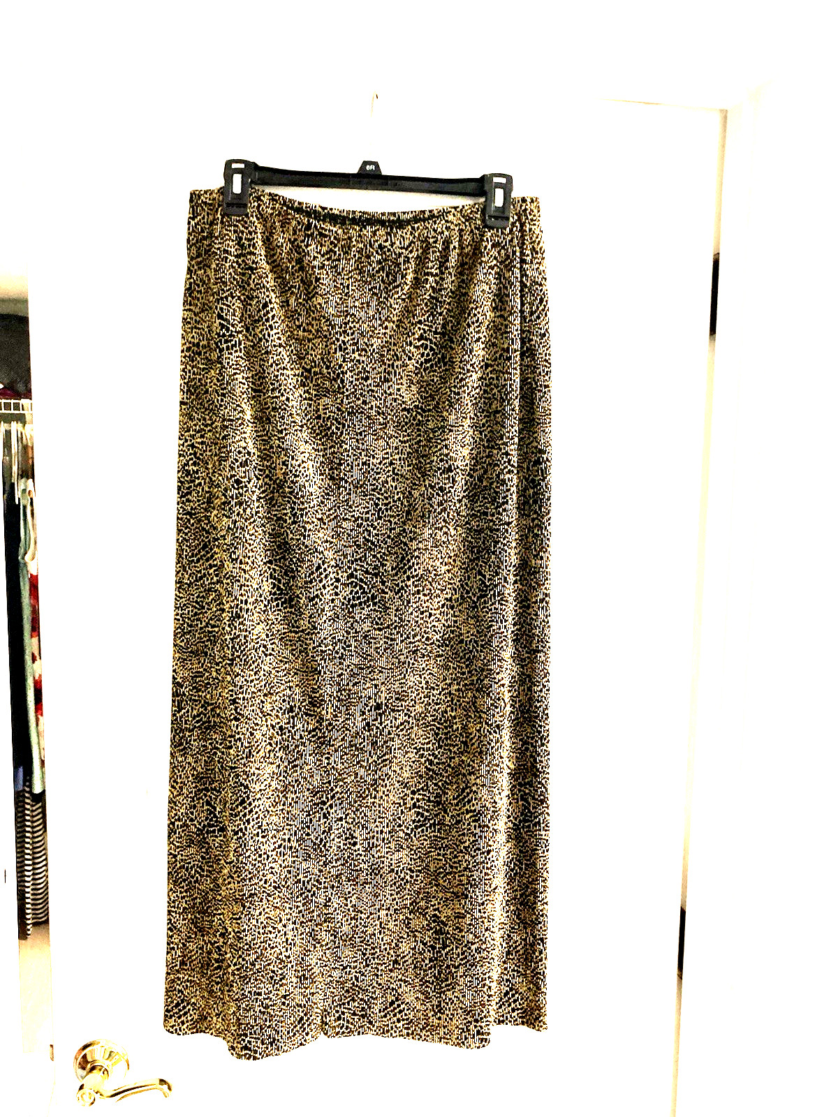 Women’s Vintage RAFAEL Long Skirt Elastic Waist Leopard Print Polyester Size 1X