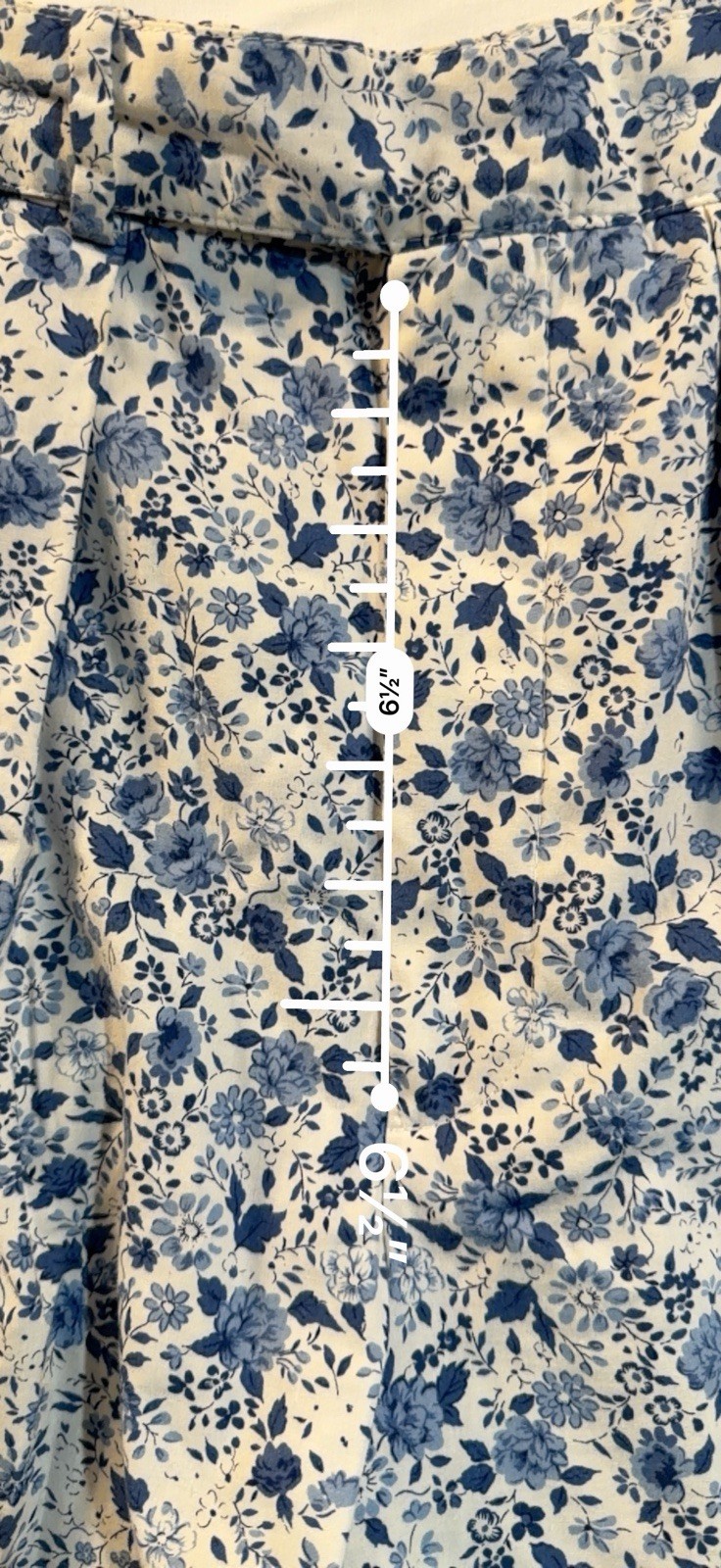 Vintage Neilsons Blue White Floral Pleated Cotton Pants Trousers Size 12 USA