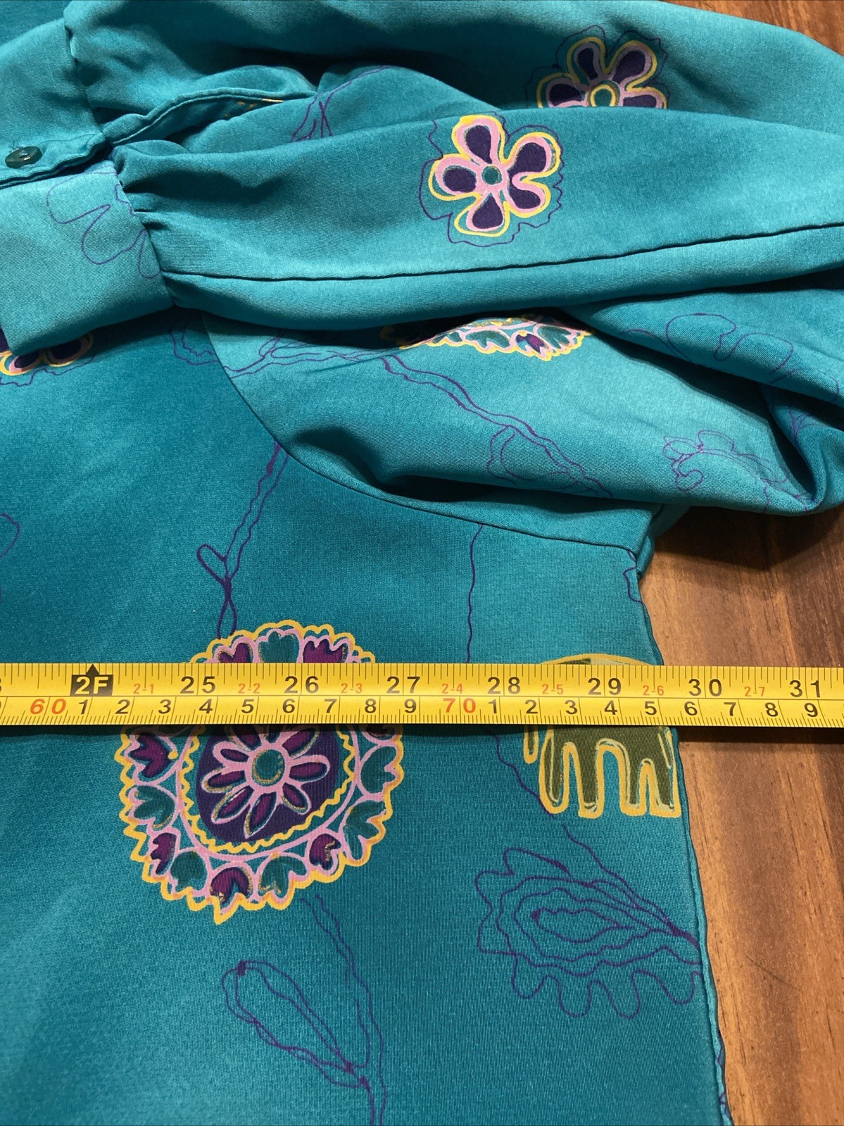 Peplum Blouse Women Sz 3X Vintage Mardi Gras Blue Floral Elephants Grandmacore