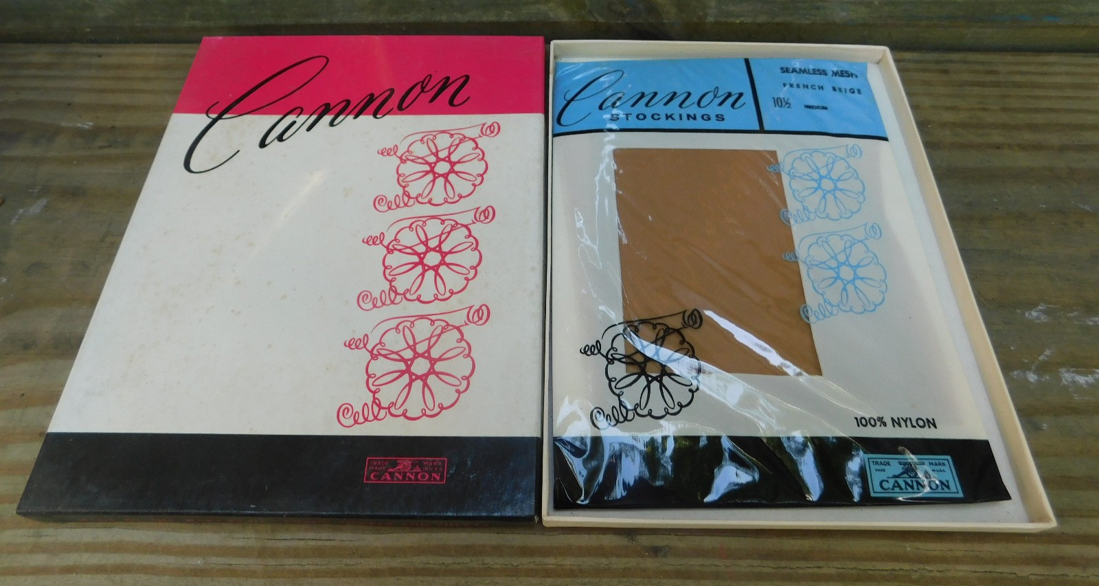 10.5 M Vintage Cannon Stockings French Beige Seemless Nylon *NEW in Box*