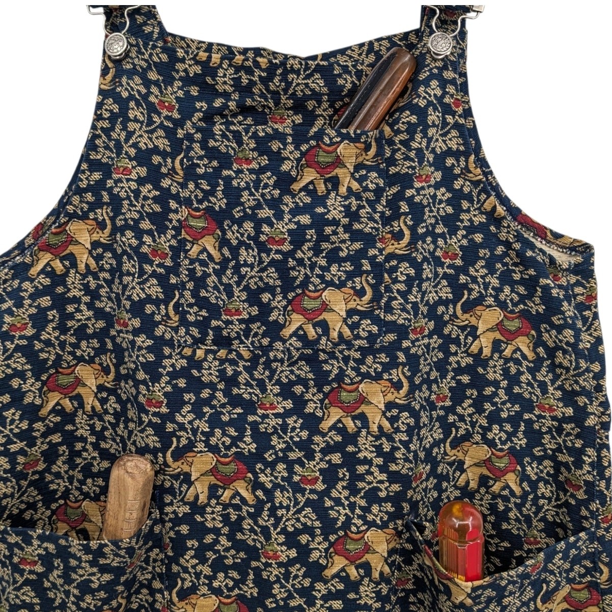 Deadstock NWT Vintage GARDEN GEAR Bib Overall Corduroy Jumper Dress Elephants LG