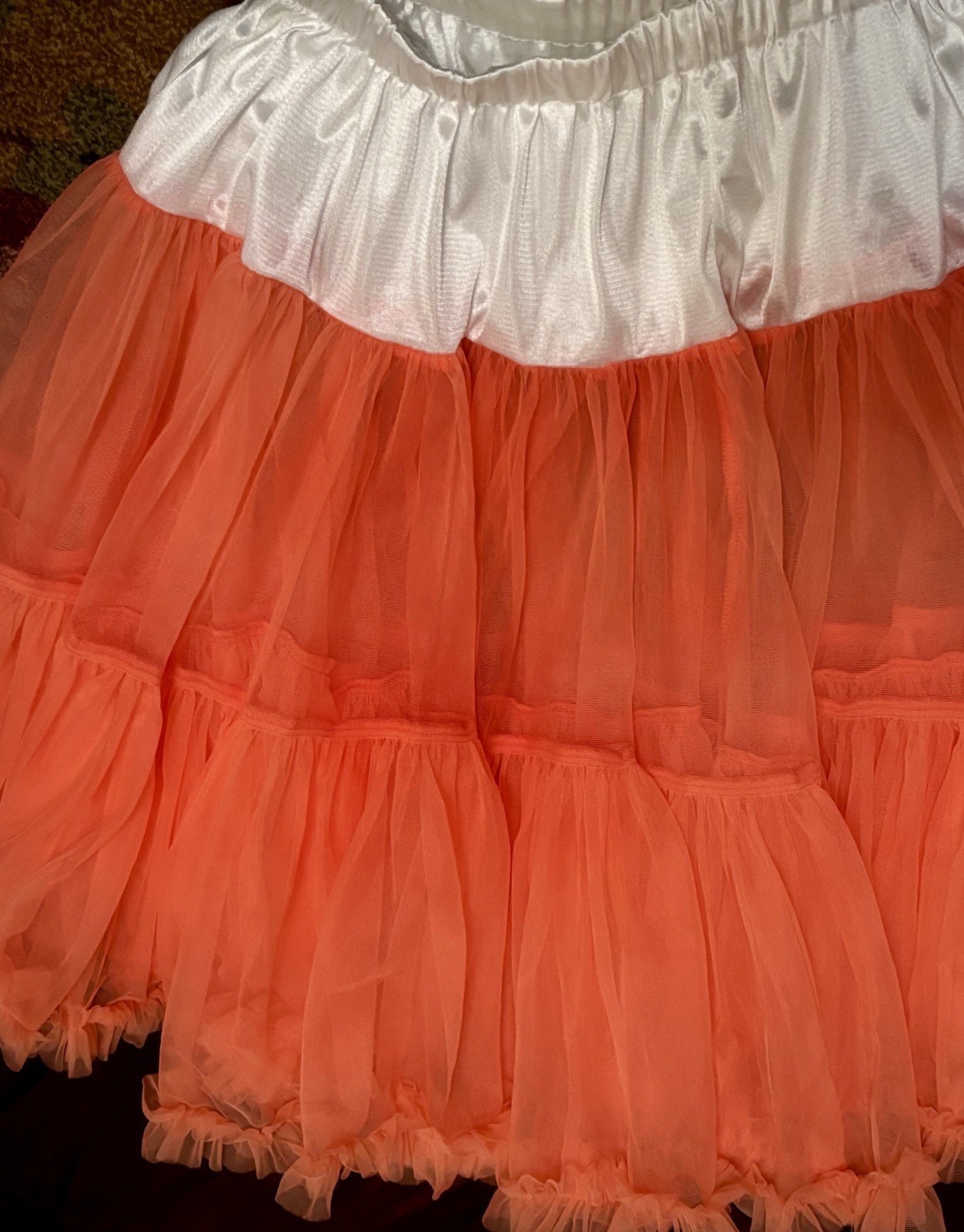 UNIQUE VINTAGE +PANTONE Rockabilly 50s-Style Orange Ruffled Petticoat Crinoline