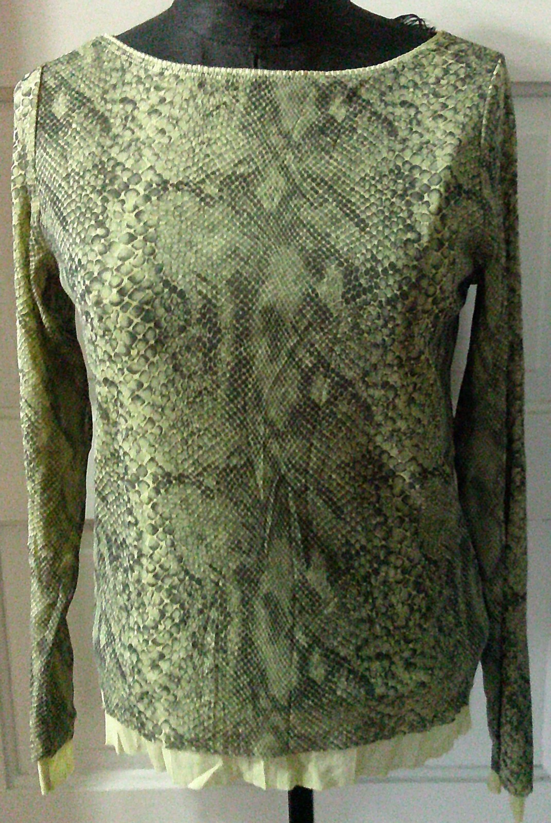 90’s THE LIMITED Yellow Green Animal Print Top Shirt Blouse Junior M